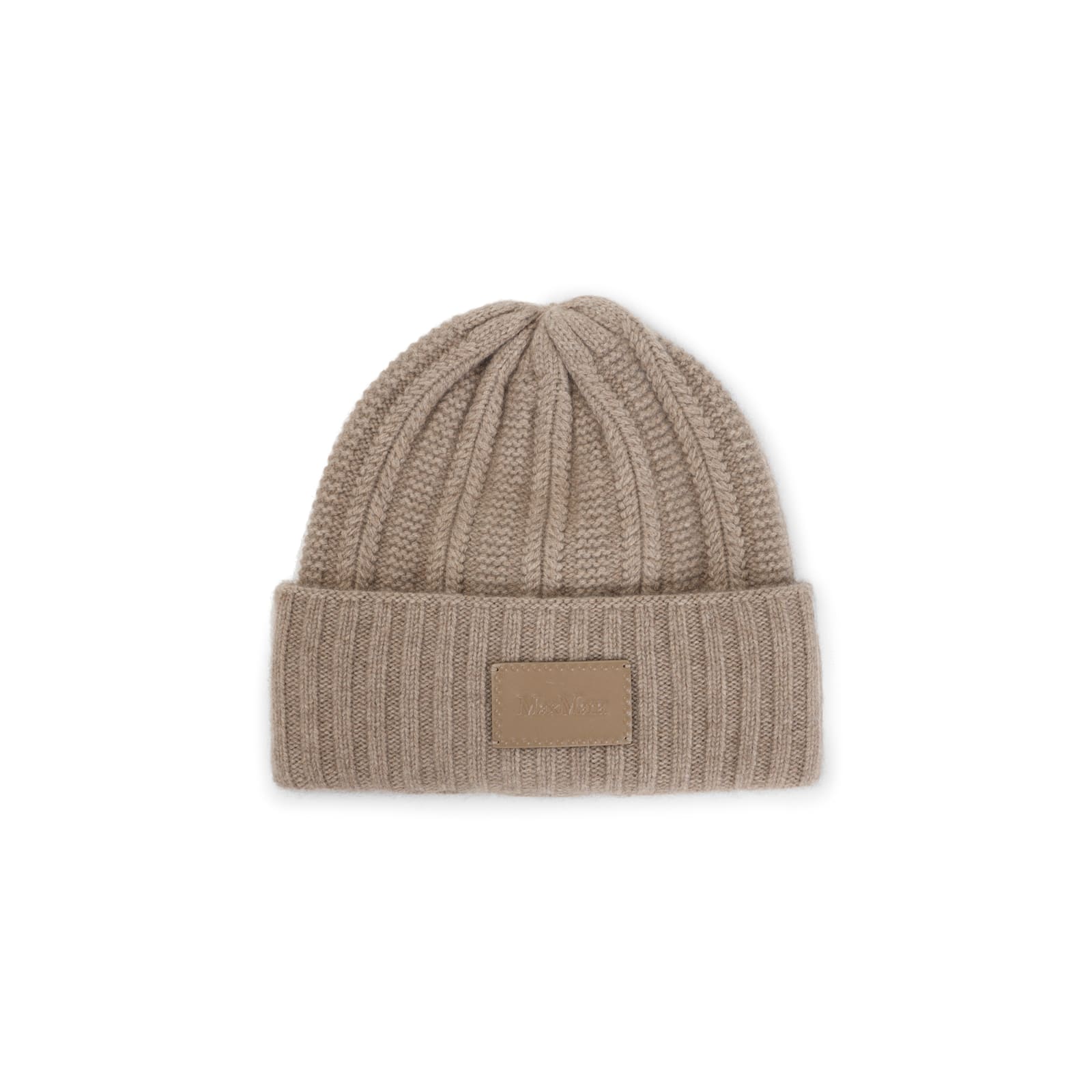 Max Mara Macbeth Beanie Logo Pelle In Neutral