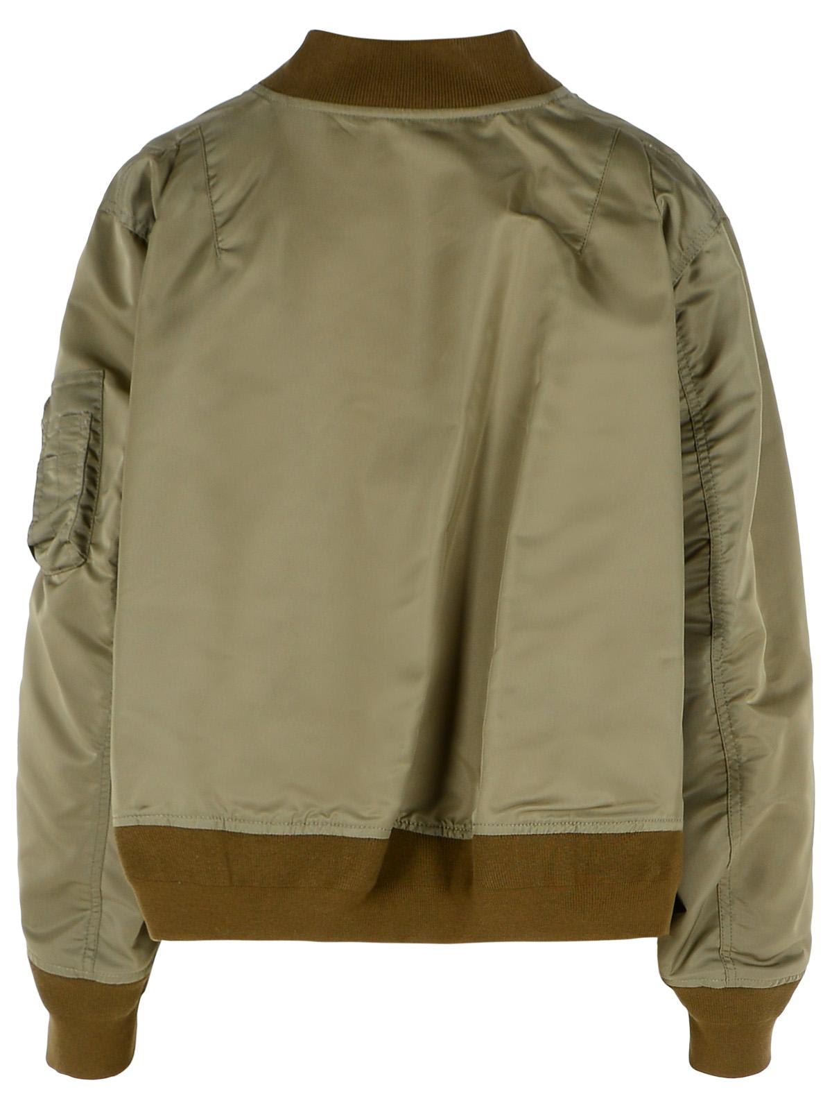 Sacai Nylon Bomber Jacket Front Pockets In Green