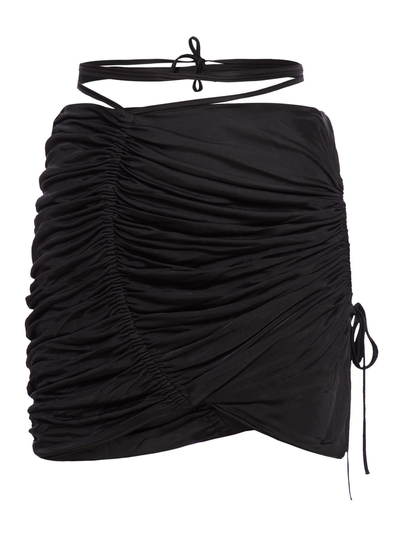 Shop Andreädamo Draped Jersey Mini Skirt With Cut-out An In Black