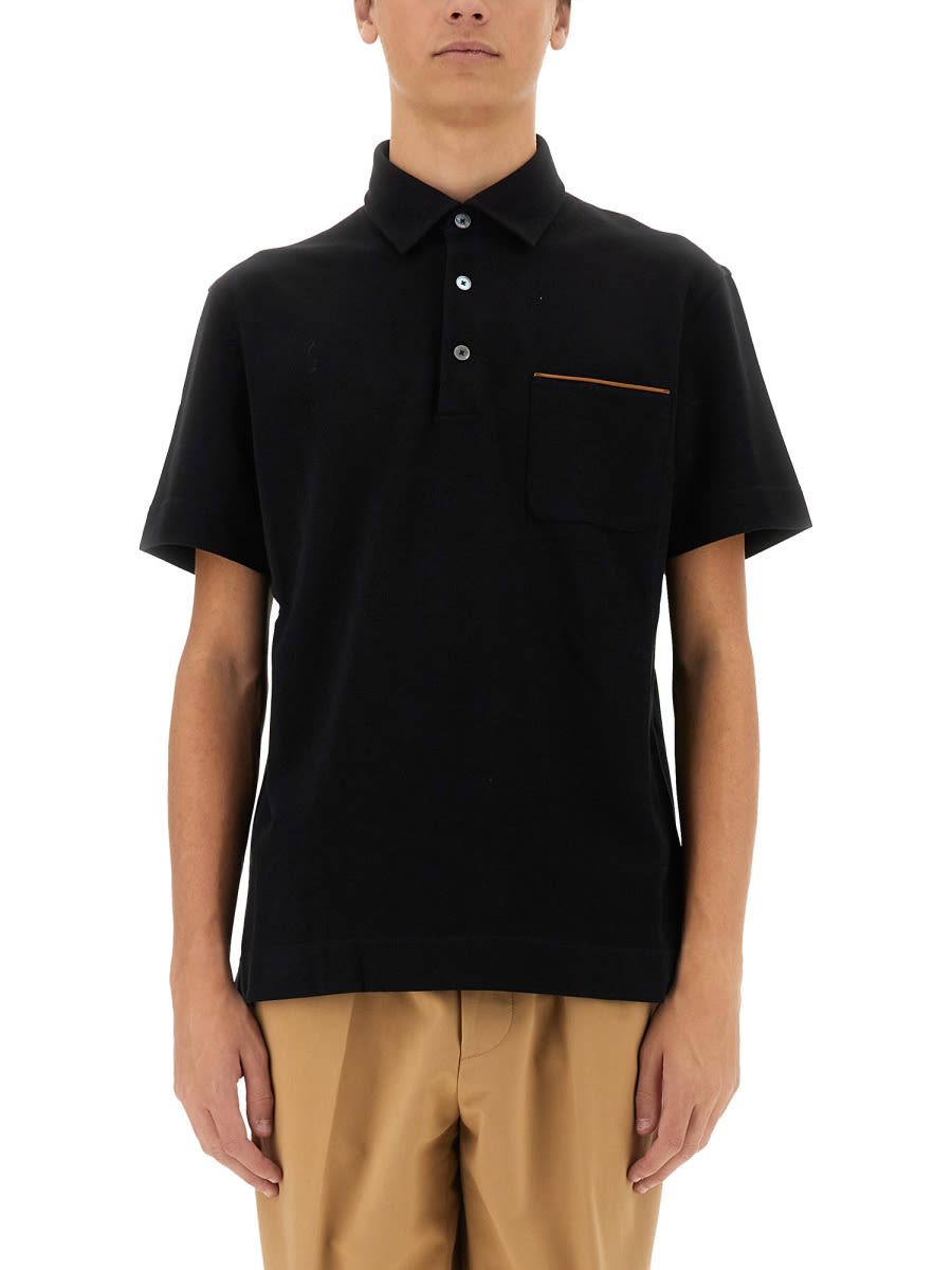 Shop Zegna Cotton Polo In Black