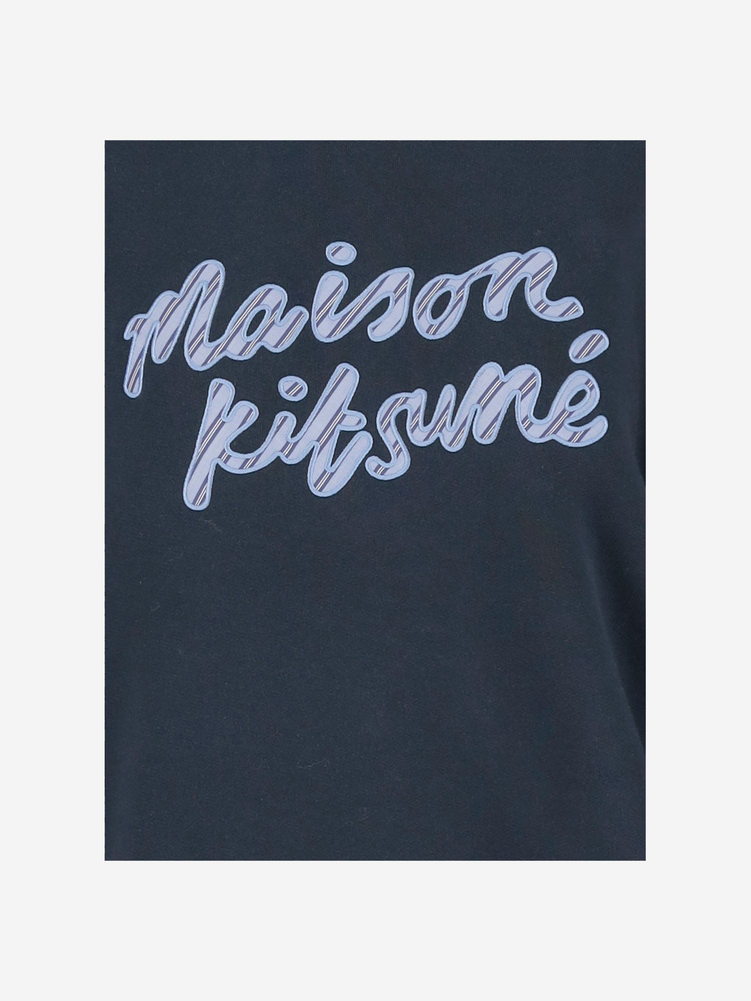 Shop Maison Kitsuné Cotton Sweatshirt With Logo In Navy