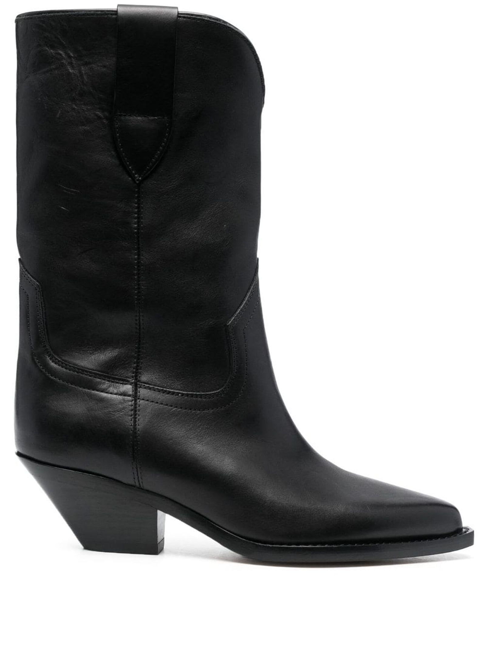 ISABEL MARANT BLACK DAHOPE LEATHER BOOTS 