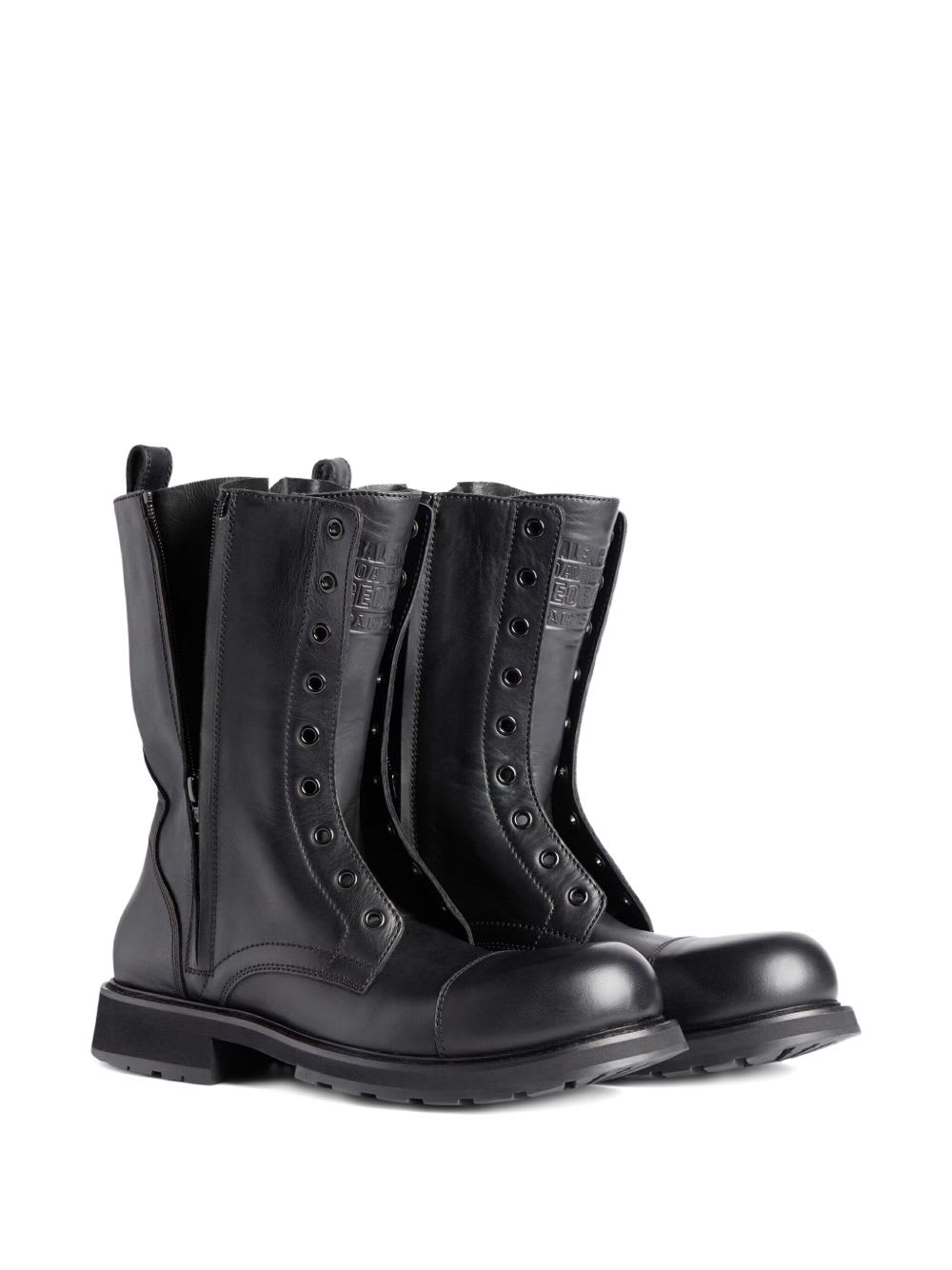 Balenciaga Rugged Leather Ankle Boots With Chunky Sole In Black