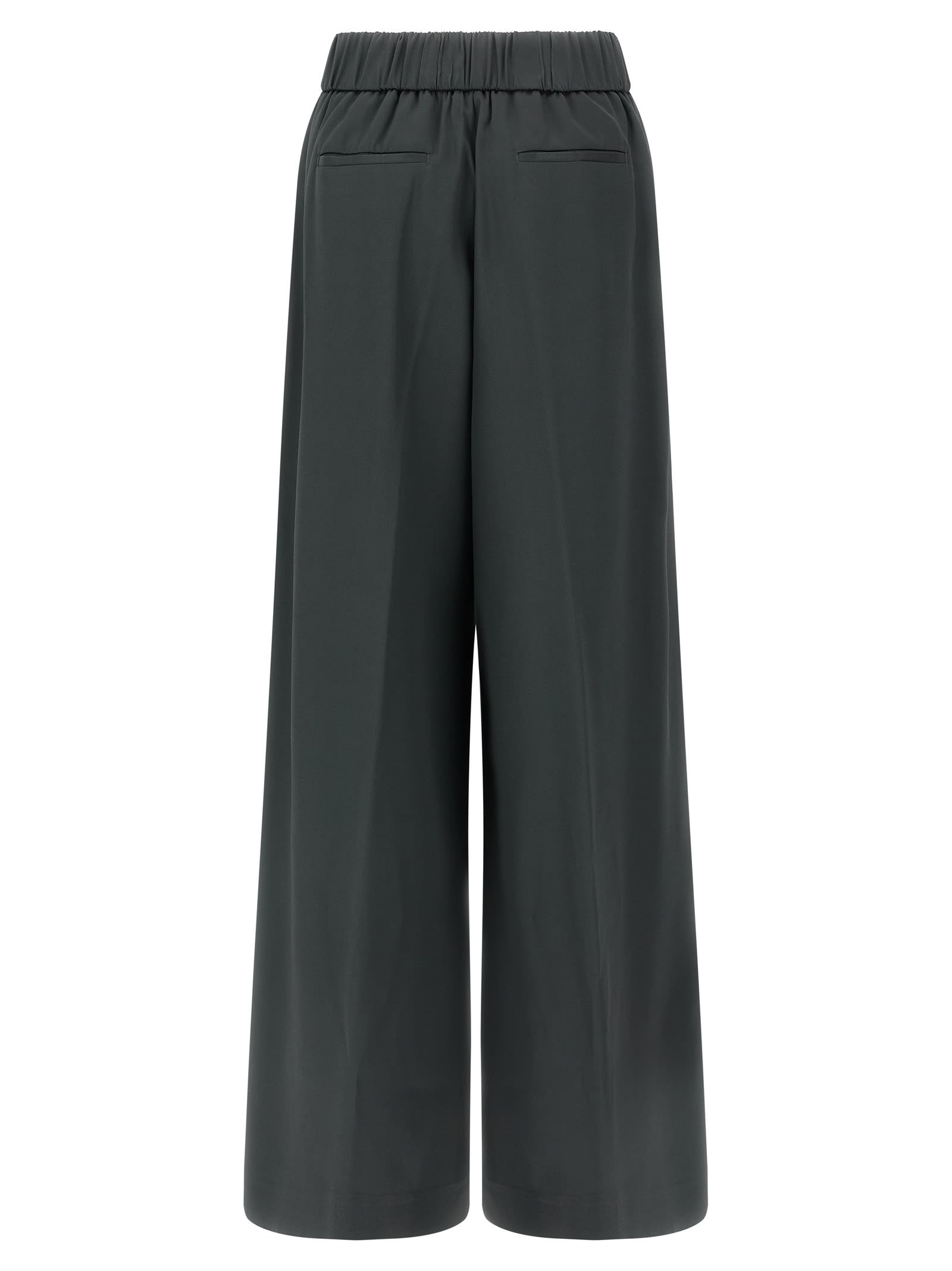 Peserico Wide Leg Trousers Elastic Waistband In Green