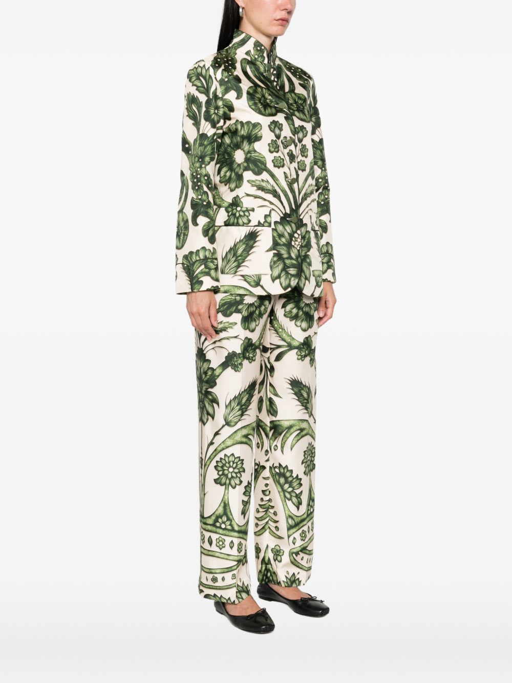 F.r.s For Restless Sleepers Printed Silk Shirt In Green