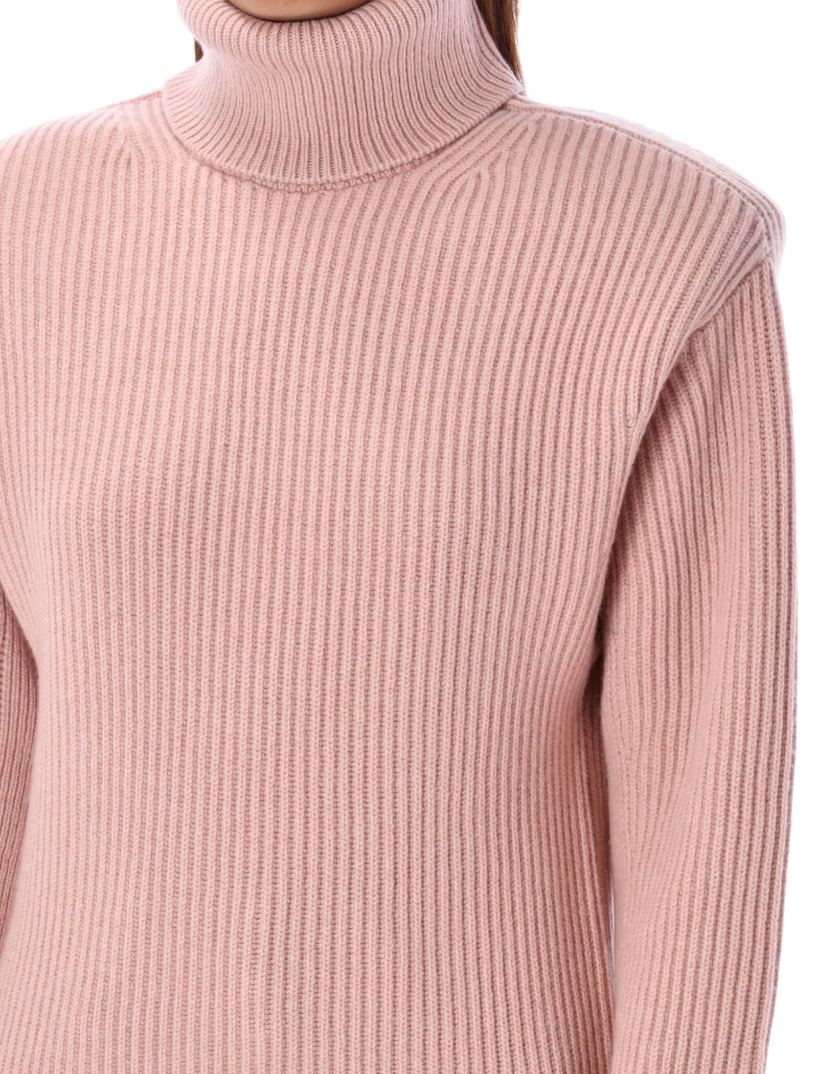 Shop Stella Mccartney High Neck Cashmere Sweater In Rose