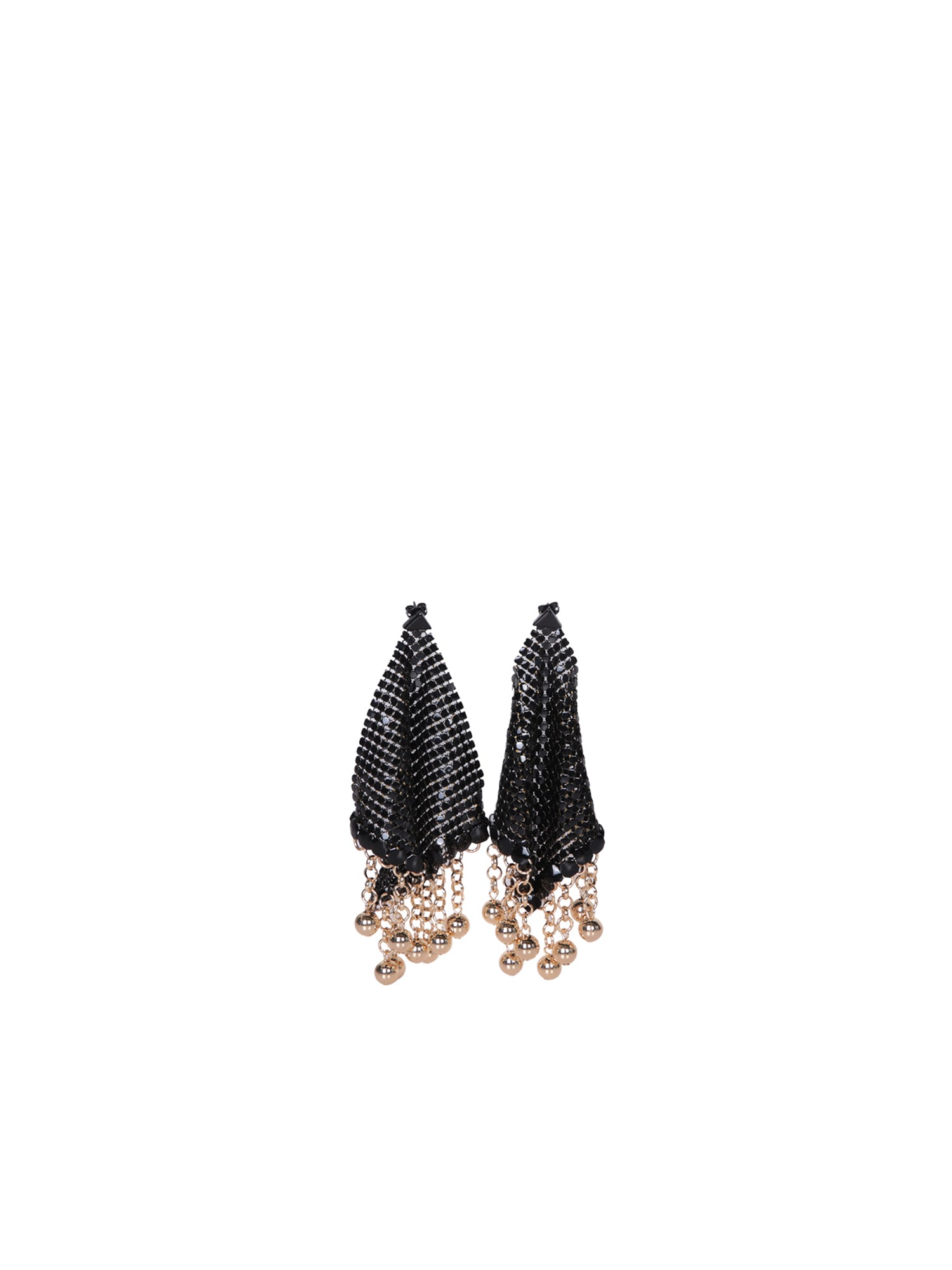 Shop Rabanne Pixel Mesh Earrings In Black And Gold