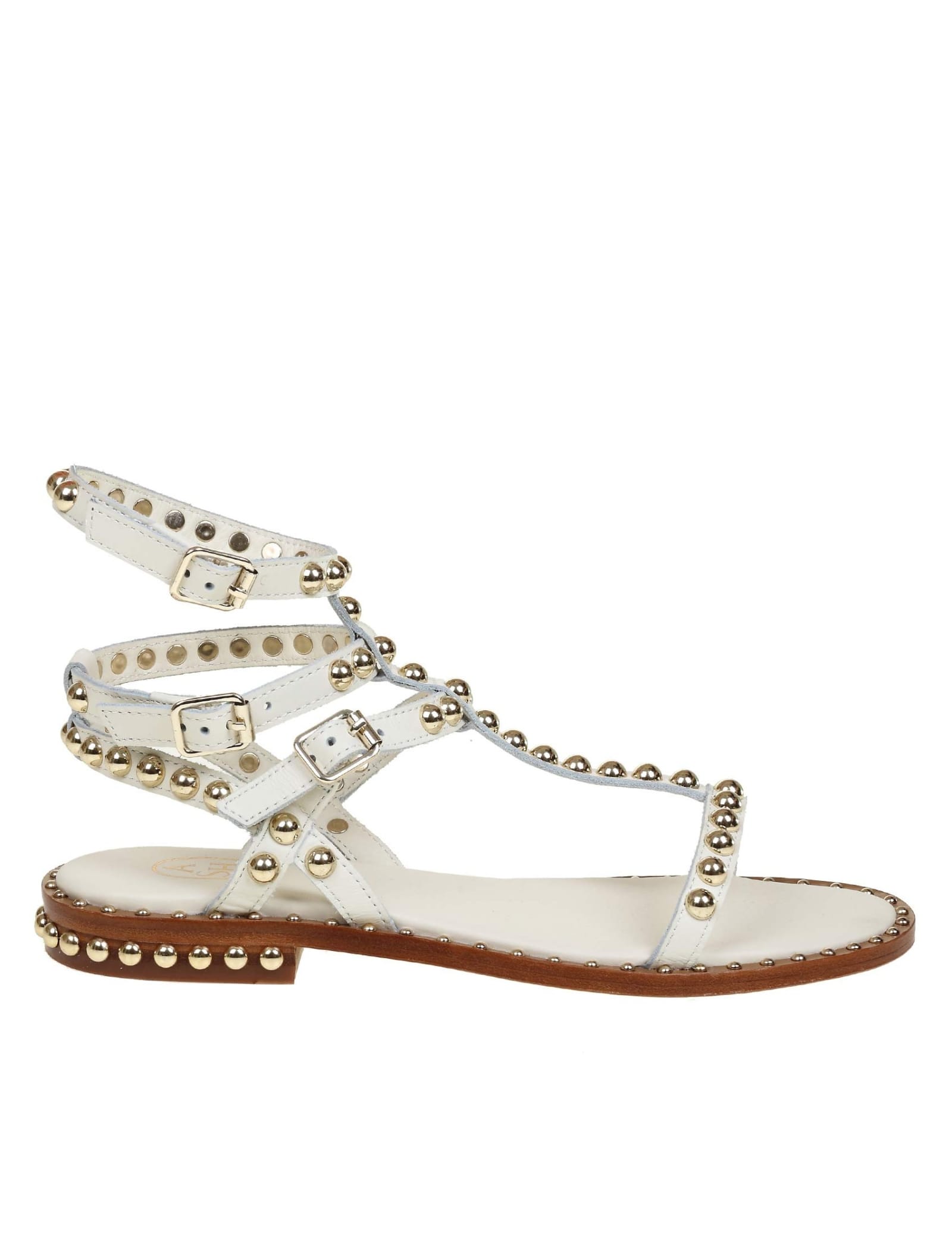 Ash Leather Play Sandal With Studs