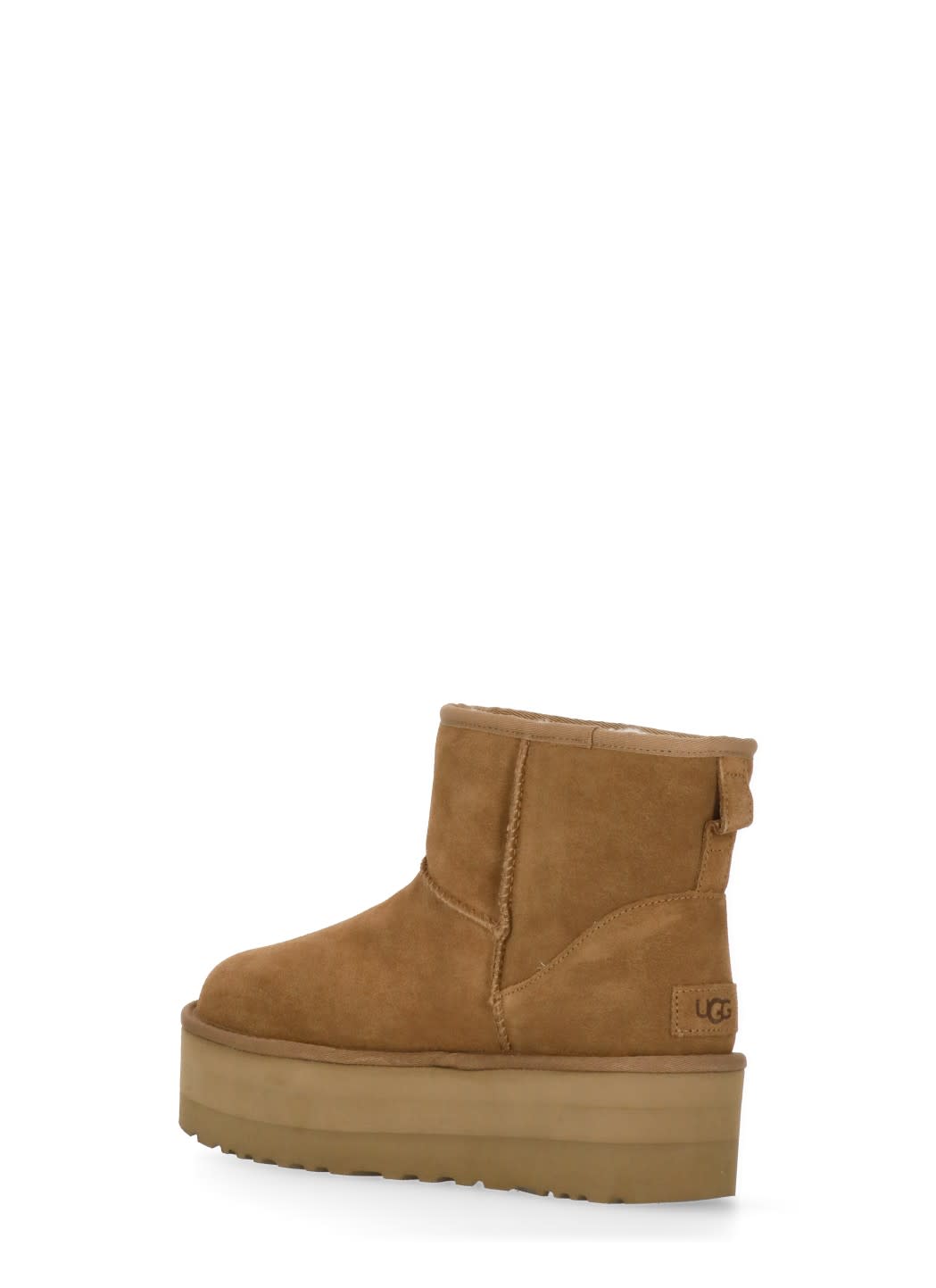 Ugg Camel Suede Classic Mini Platform Ankle Boots In Nude