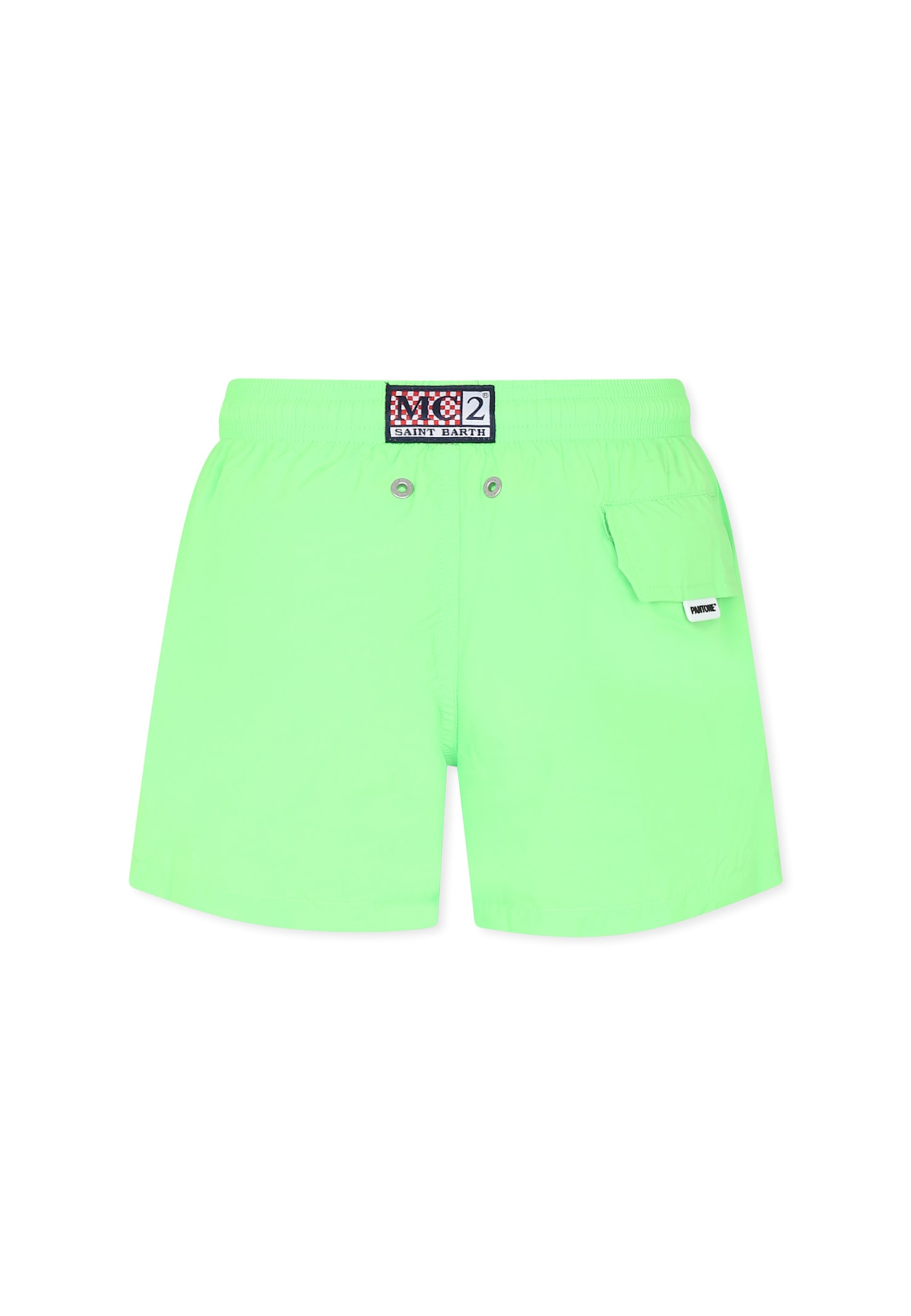 Mc2 Saint Barth Green Swim Short For Boy With Logo In Green