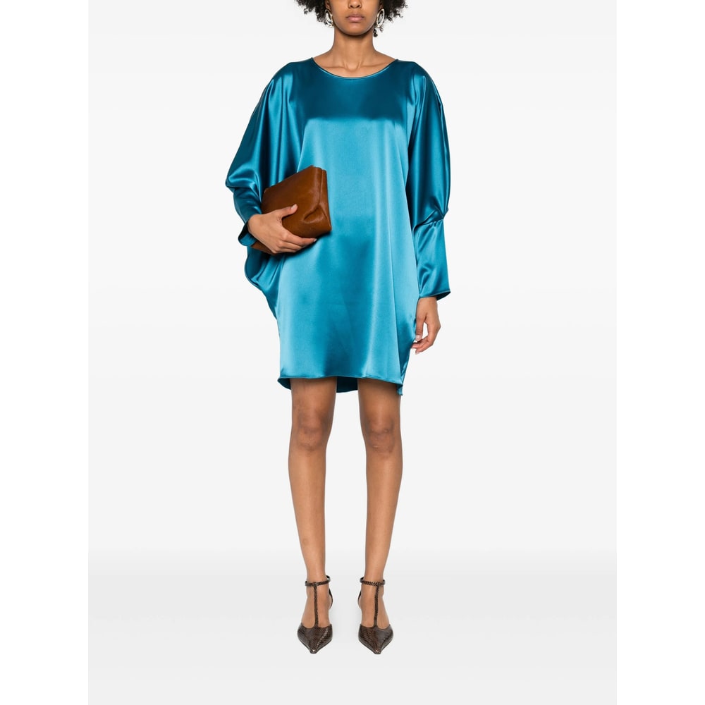Gianluca Capannolo Crew-neck Puff-sleeve Mini Dress In Blue