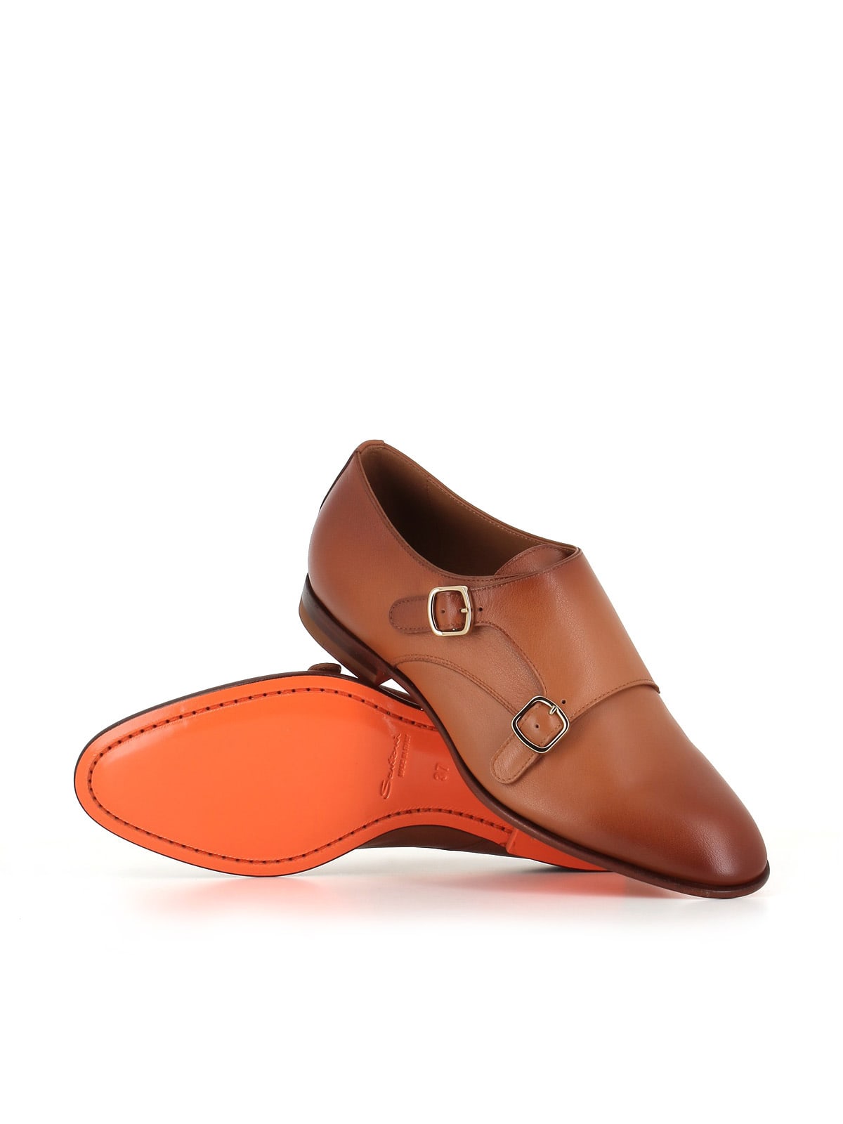 Shop Santoni Buckle Famedmonk In Marrone Chiaro