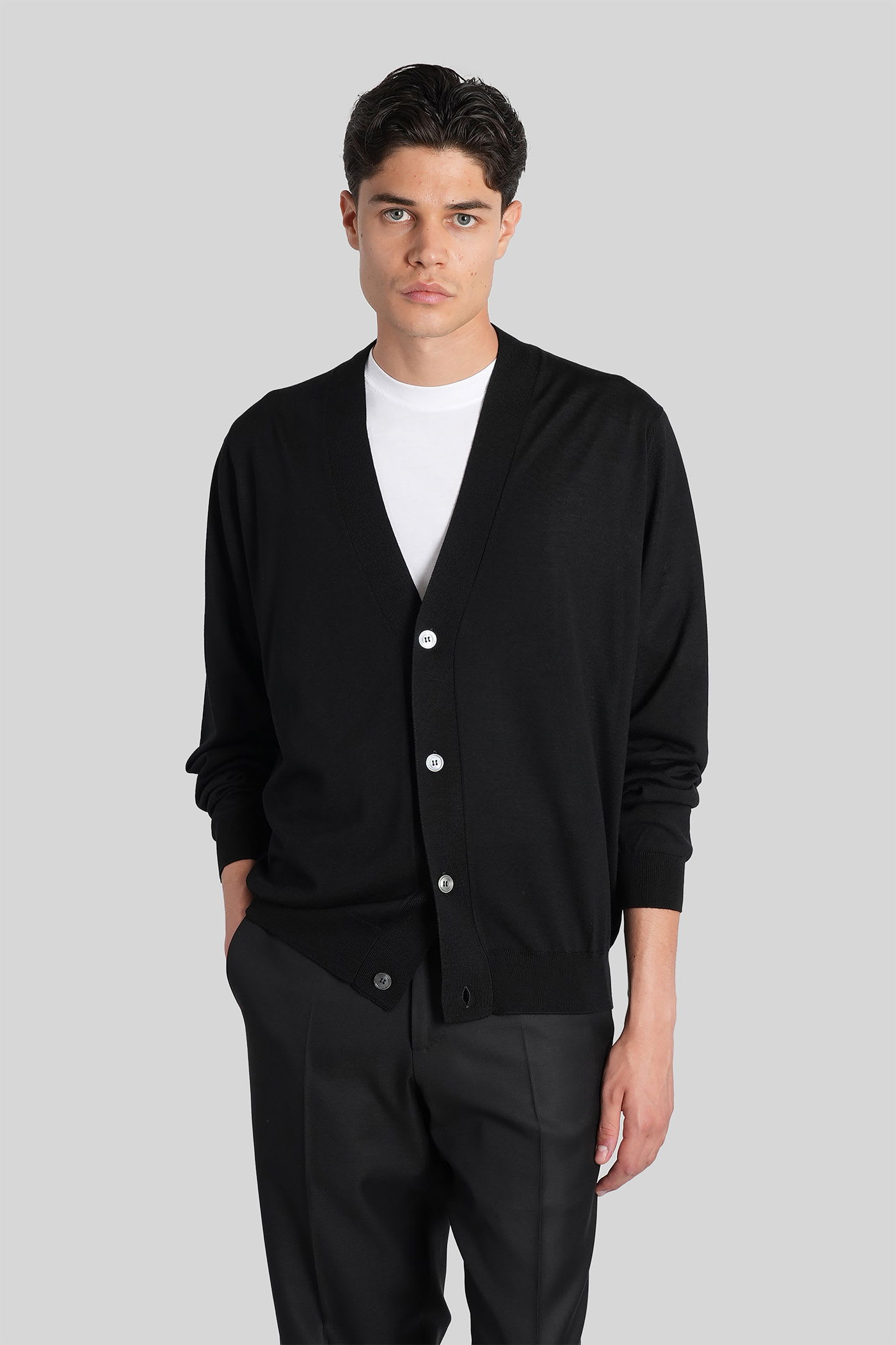 Cardigan In Black Wool
