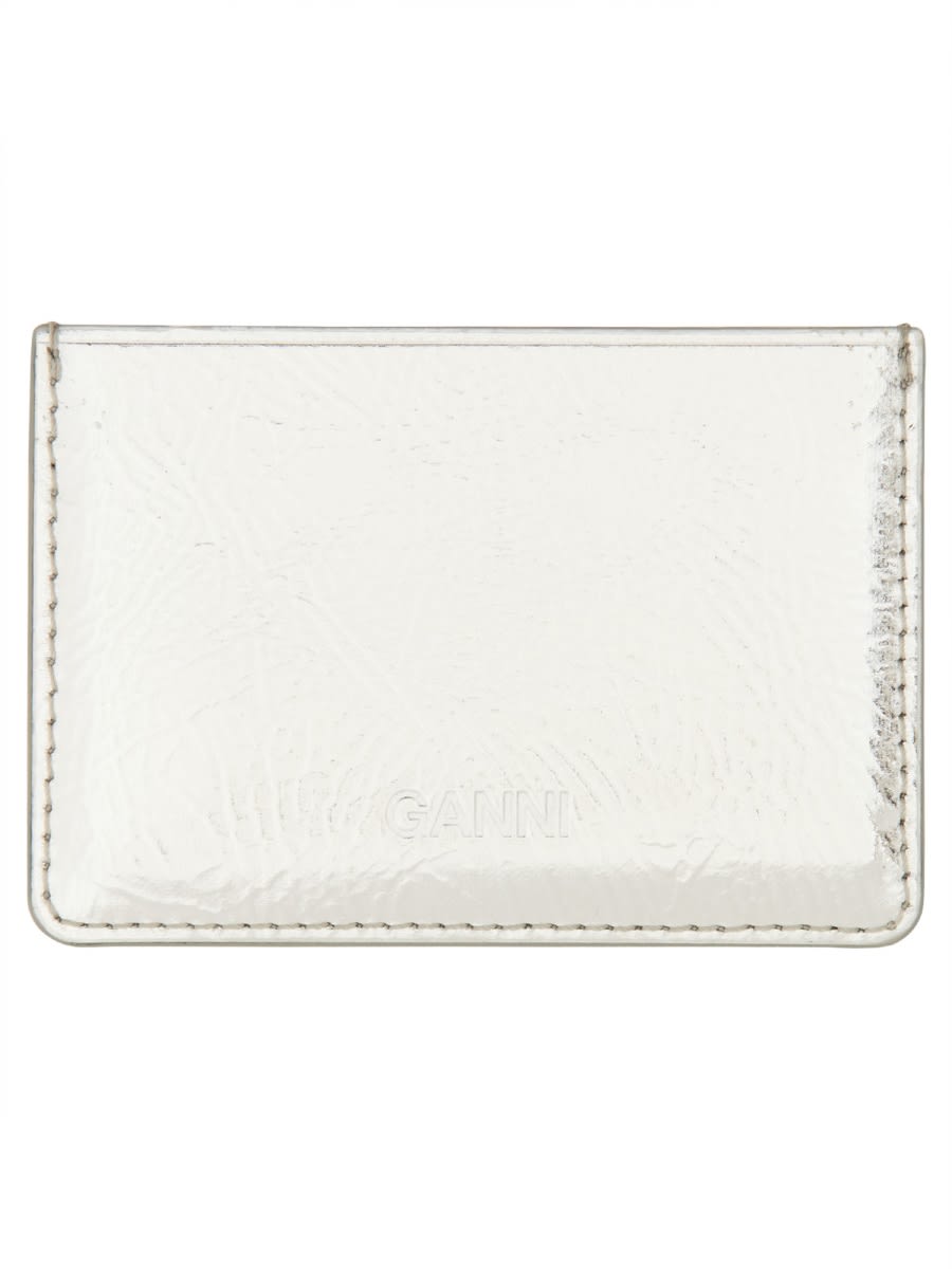 Ganni Bou Card Holder In Silver