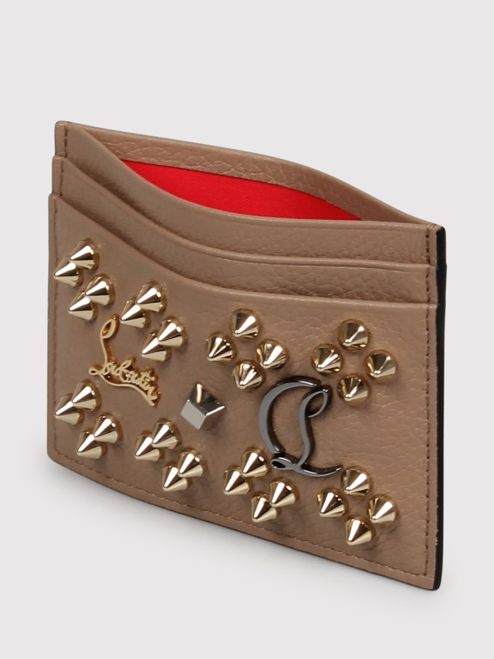 Shop Christian Louboutin W Kios Card Cases In Nude & Neutrals