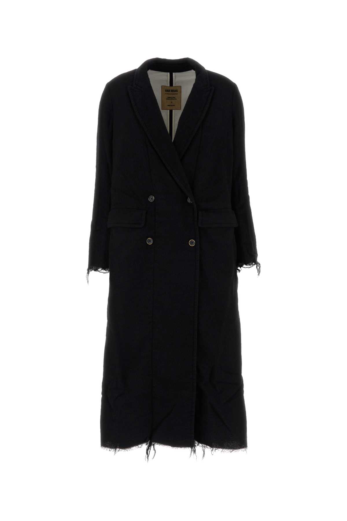 Uma Wang Long Double-breasted Wool Blend Coat In Blue