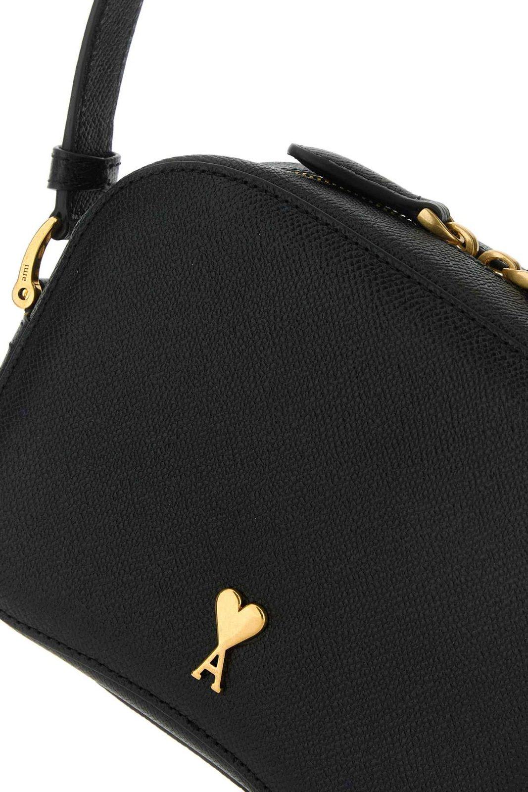 Shop Ami Alexandre Mattiussi Logo Plaque Zipped Handbag In Black
