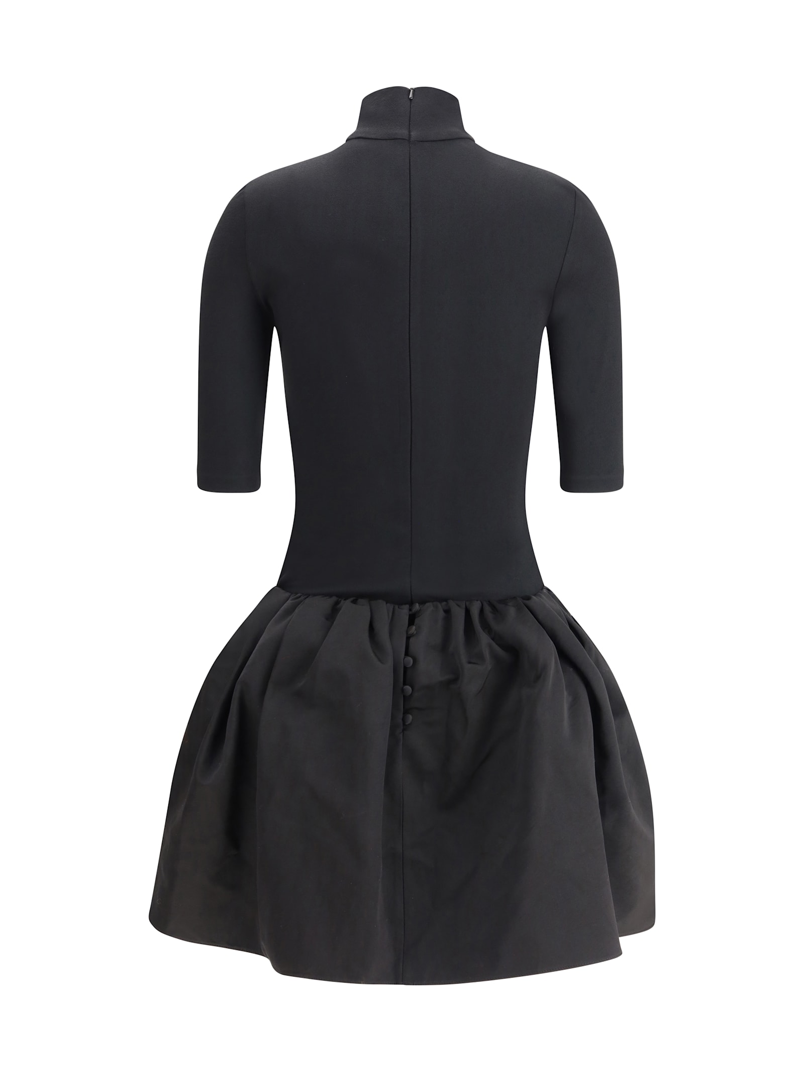 Magda Butrym High-neck Puff Skirt Mini Dress In Black