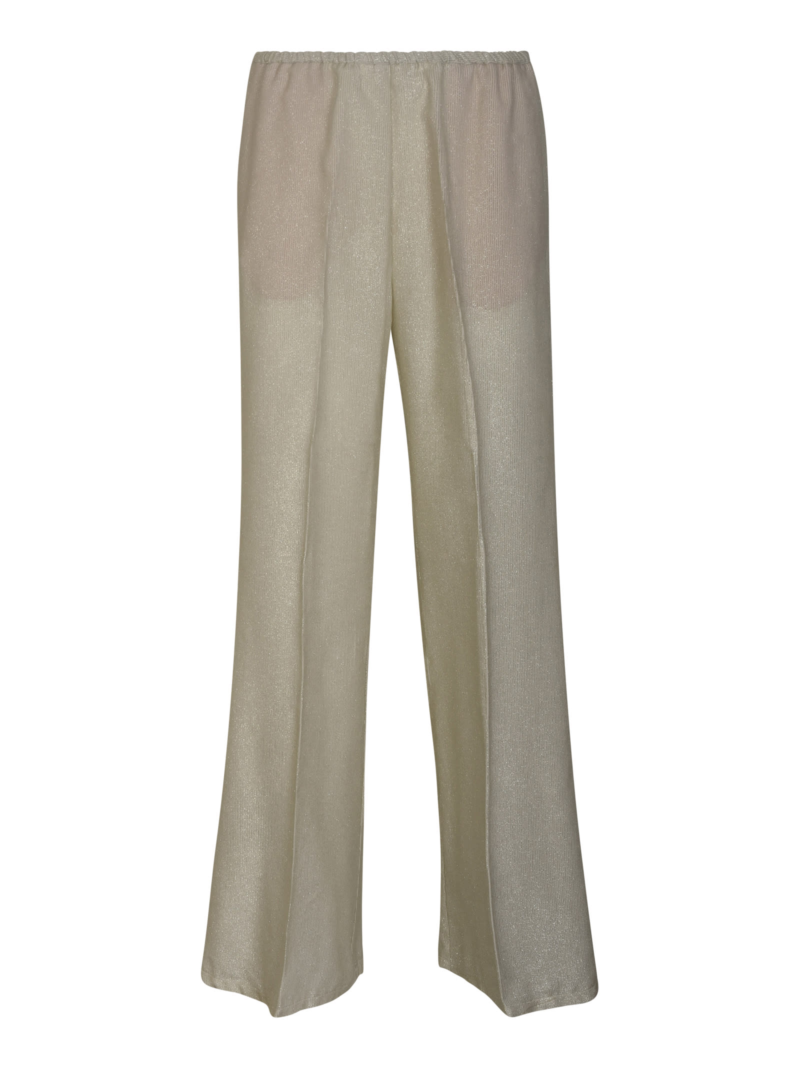 Forte Forte Elastic Waist Glitter Embellished Trousers In Platin
