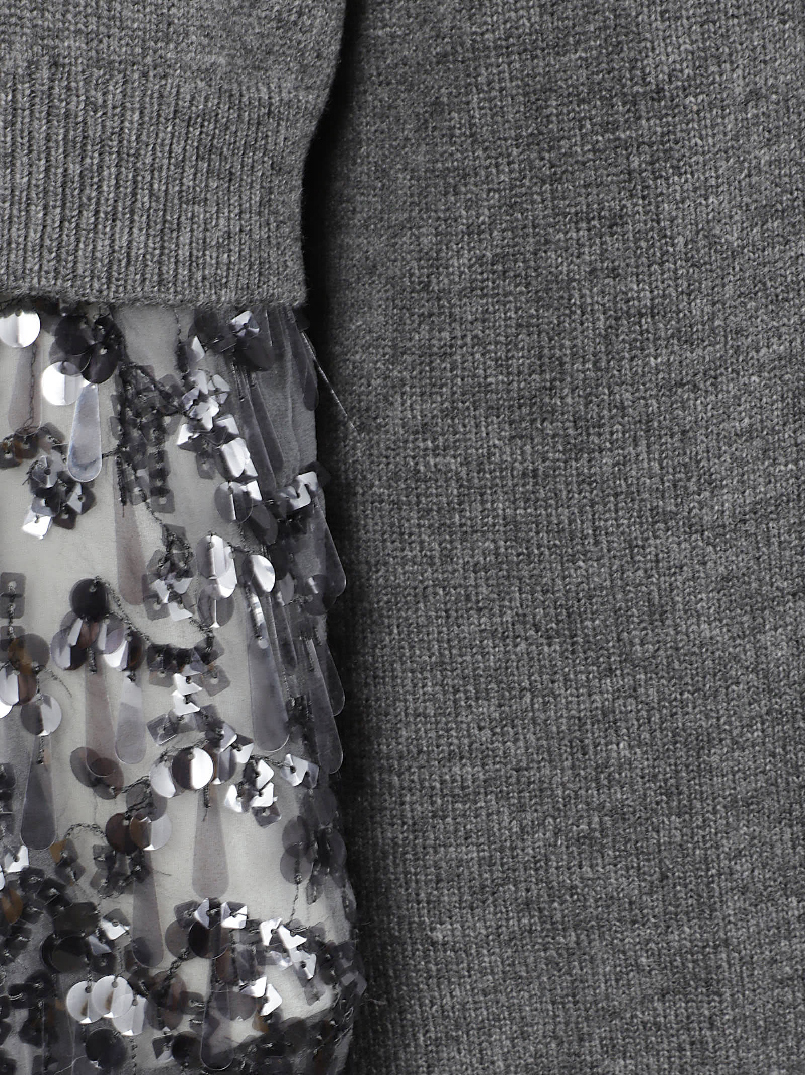 Brunello Cucinelli Sequin-embellished High-neck Mini Dress In Gray