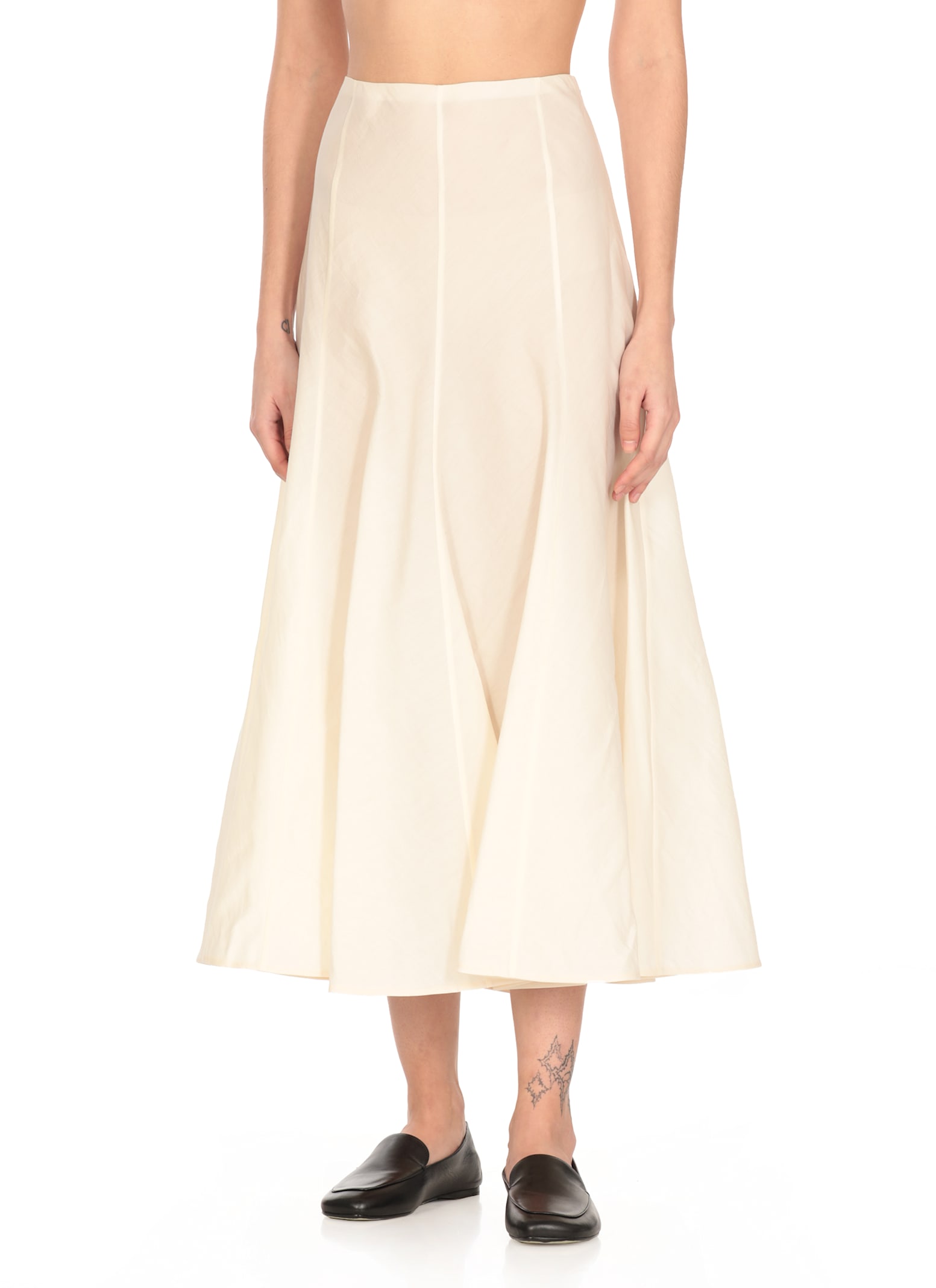 Khaite Lenno Flared Hem Midi Skirt In Neutral