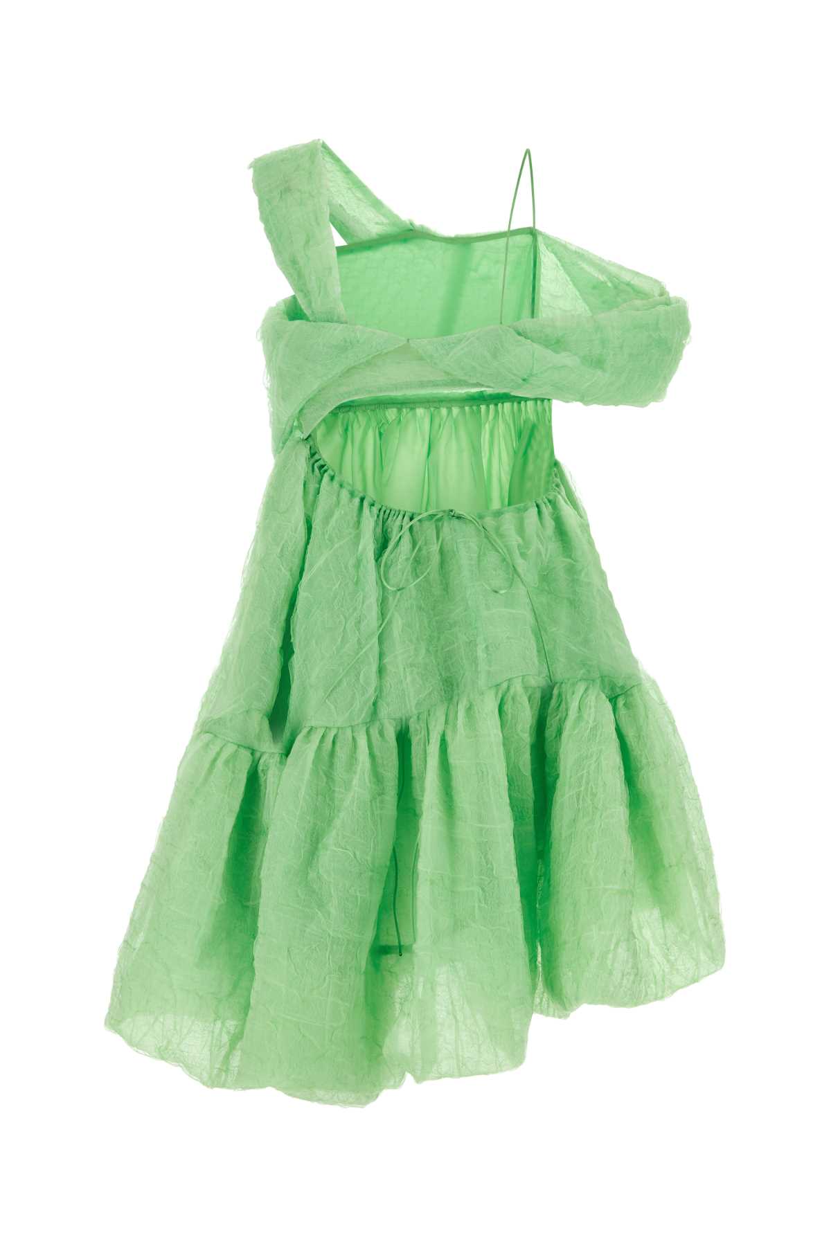 Shop Cecilie Bahnsen Green Silk Blend Soon Mini Dress In Parakeet