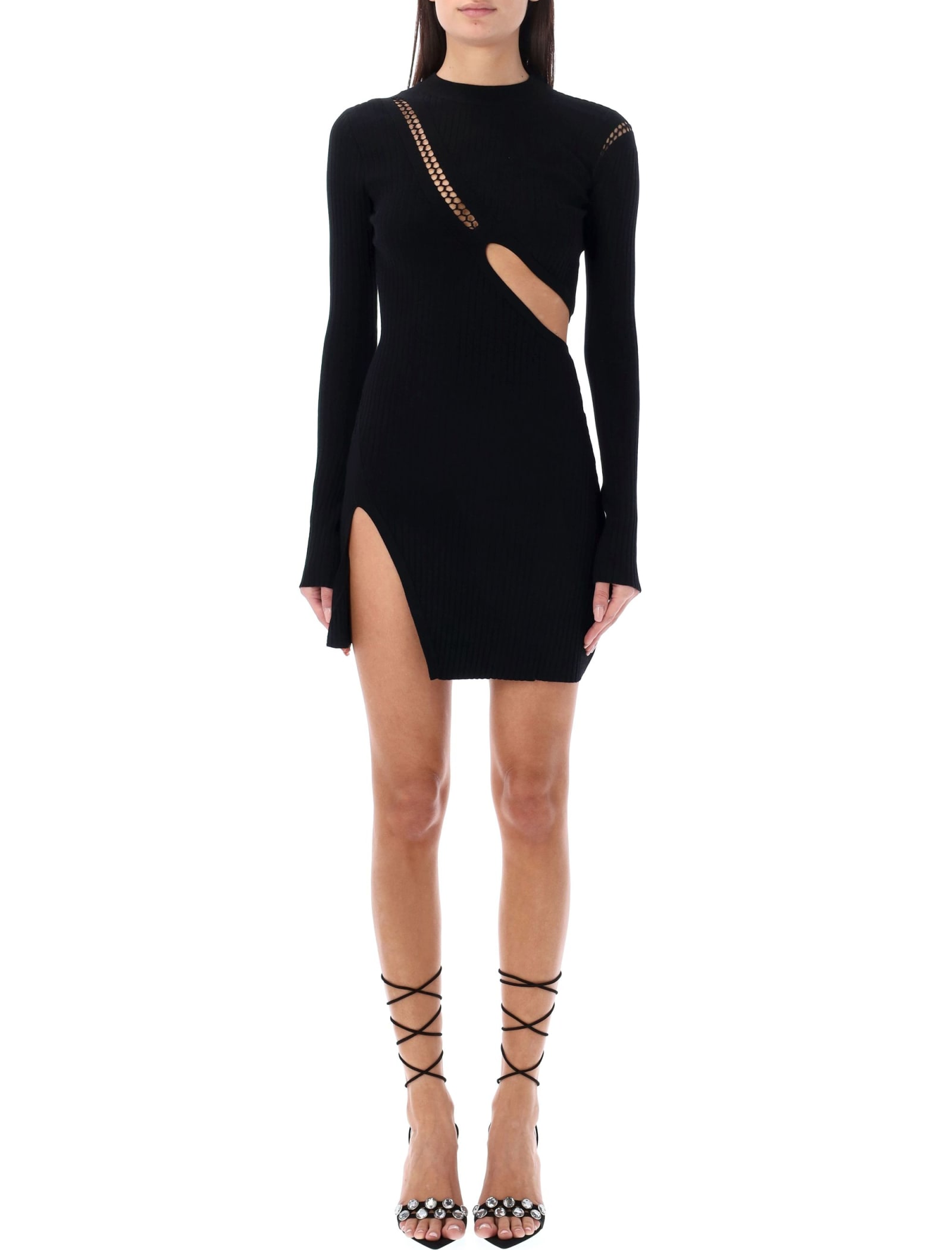 Shop Attico Mini Dress Cut-out In Black