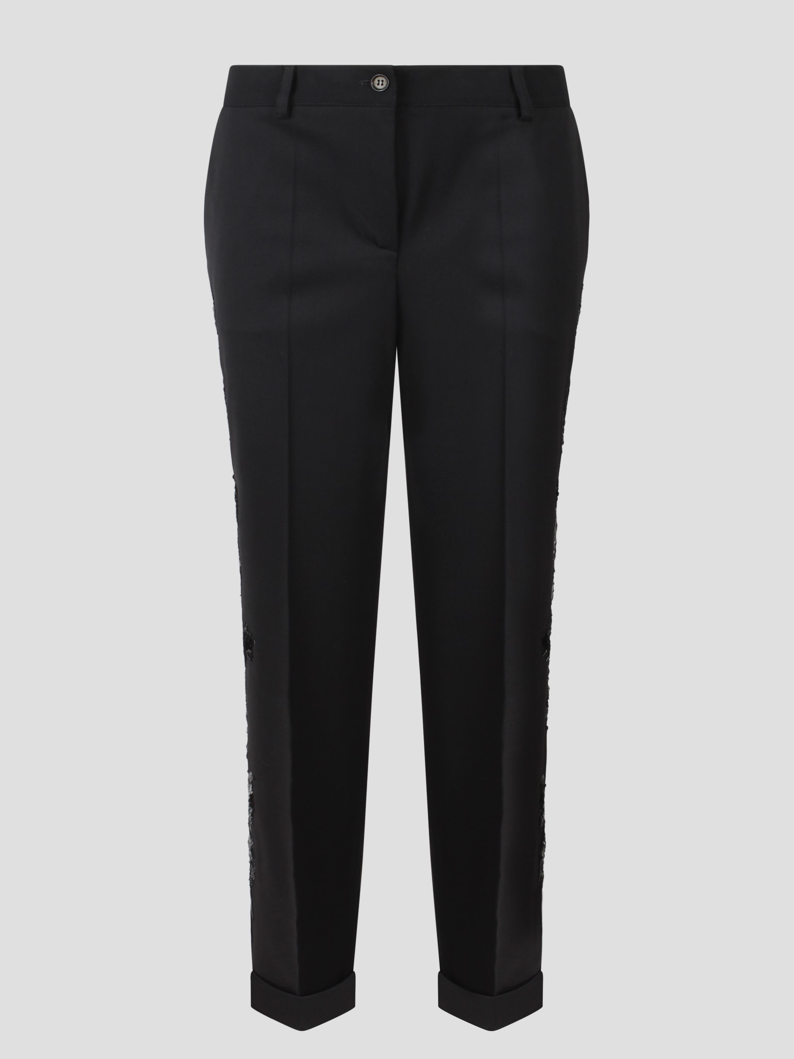 Shop P.a.r.o.s.h Embroidered Trousers In Black