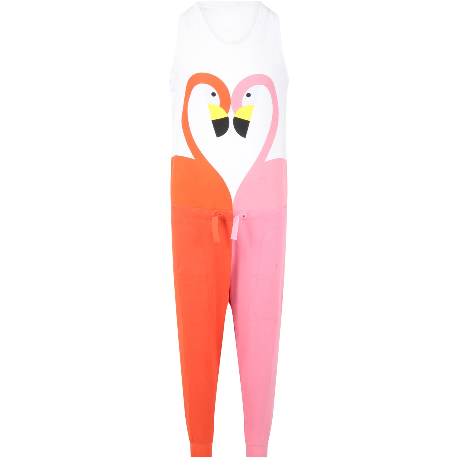 Stella Mccartney Cottons MULTICOLOR JUMPSUIT FOR GIRL WITH FLAMINGOS