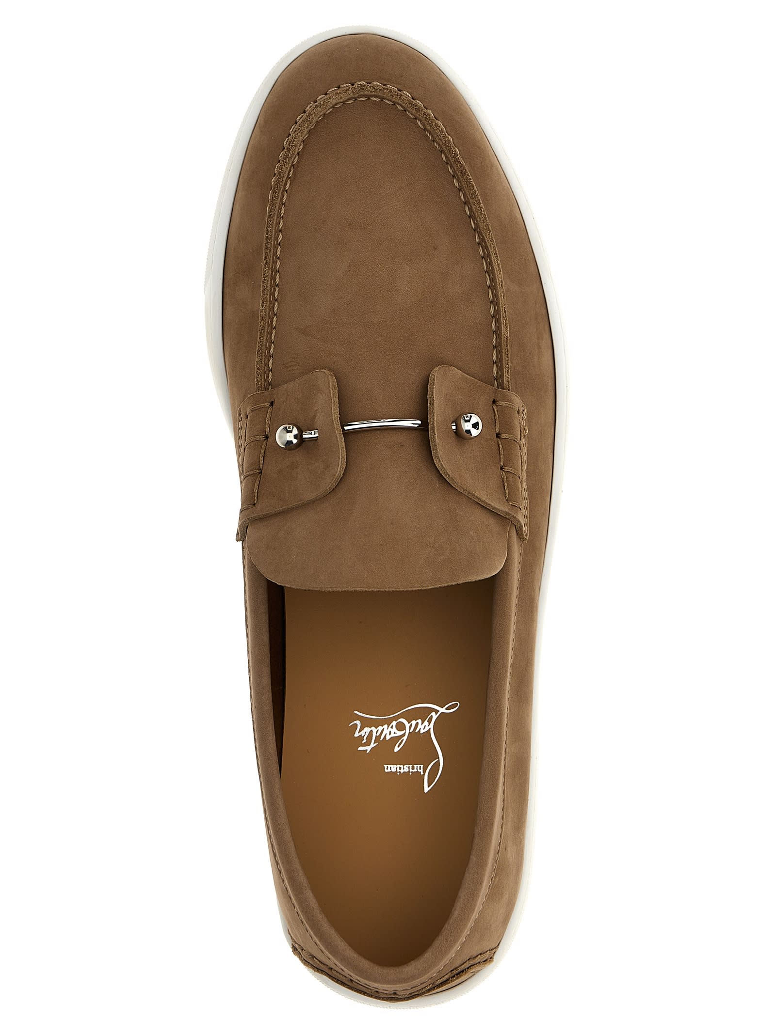 Shop Christian Louboutin Chamberliboat Flat Loafers In Beige