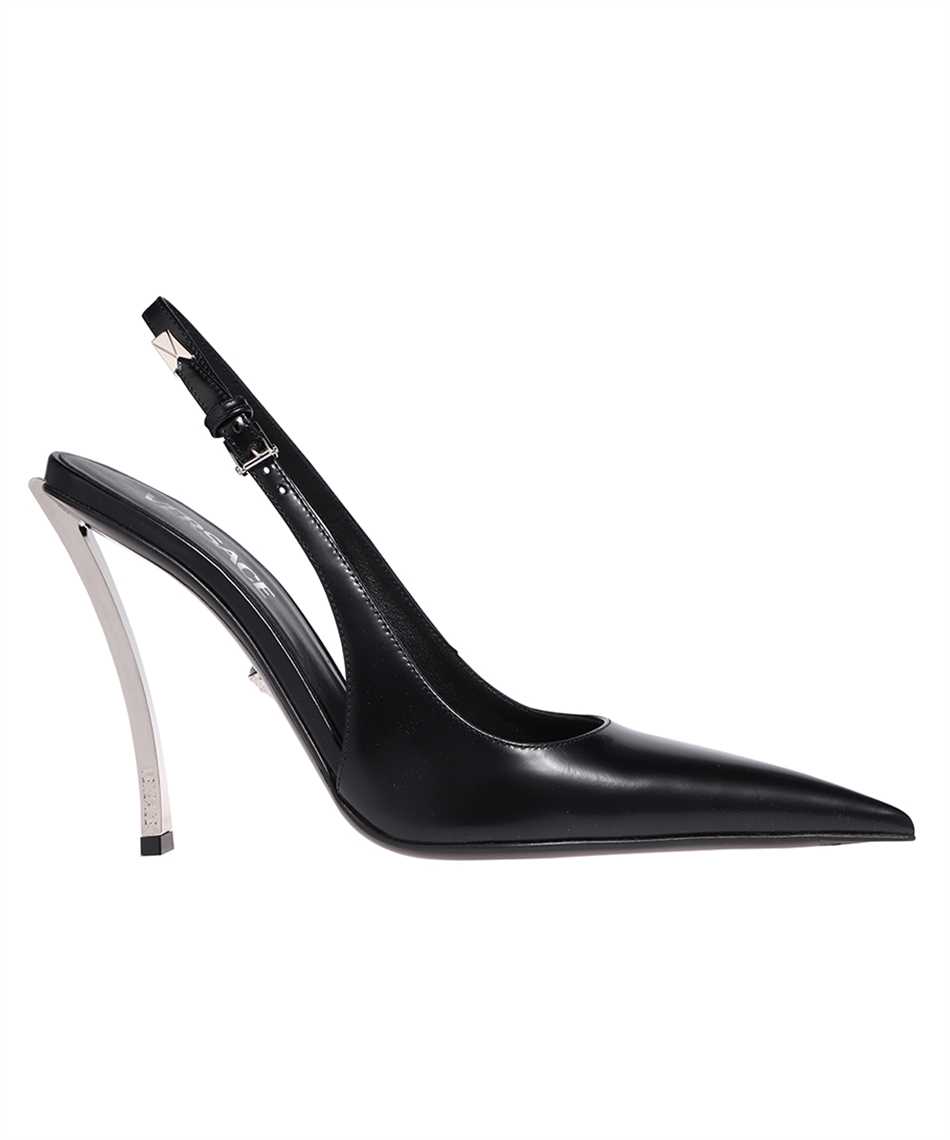 Shop Versace Leather Slingback Pumps In Black