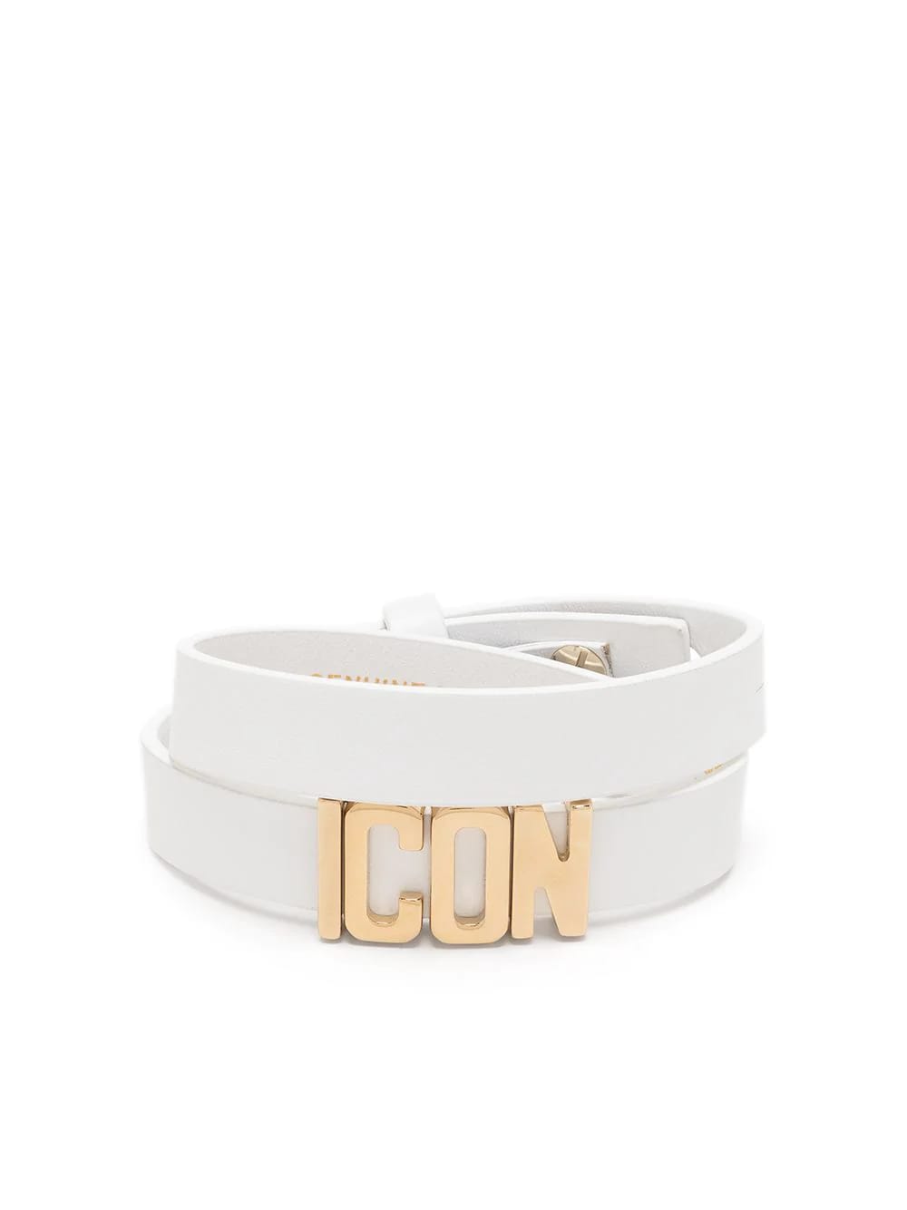 DSQUARED2 WOMAN WHITE AND GOLD ICON LEATHER BRACELET,ARW0095-01500001 M1203