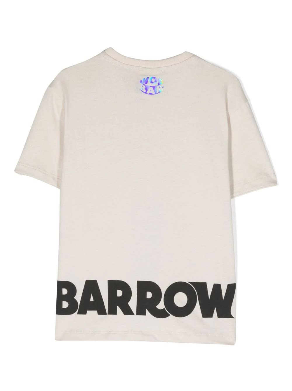 Shop Barrow Dove T-shirt With Front And Back Lettering And Logo In Beige