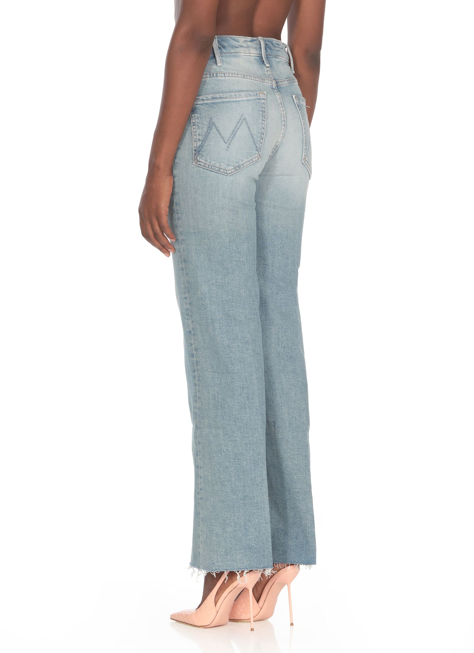 Shop Mother The Hustler Roller Jeans In Blue