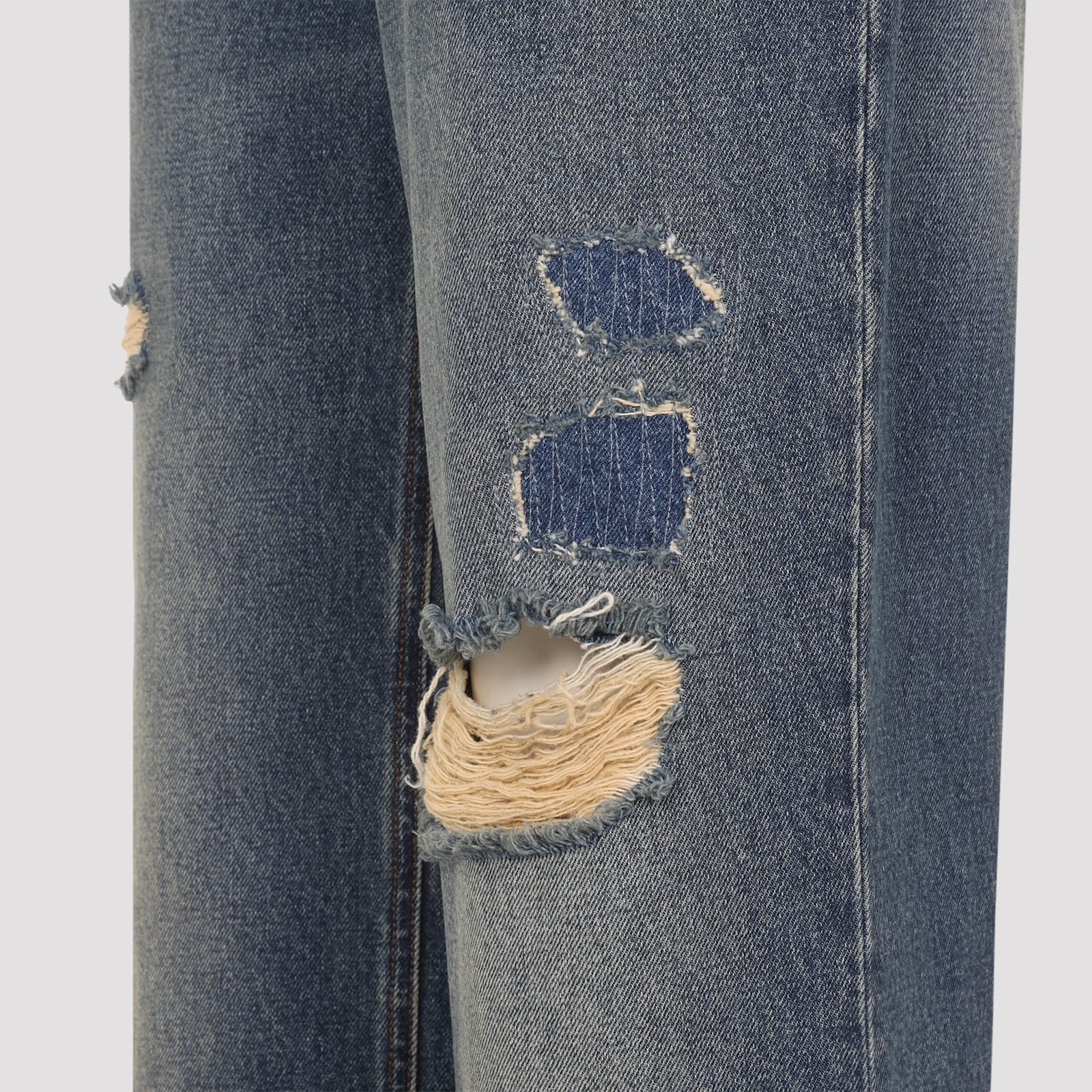 Dolce & Gabbana Wide-leg Distressed Five-pocket Jeans In Blue