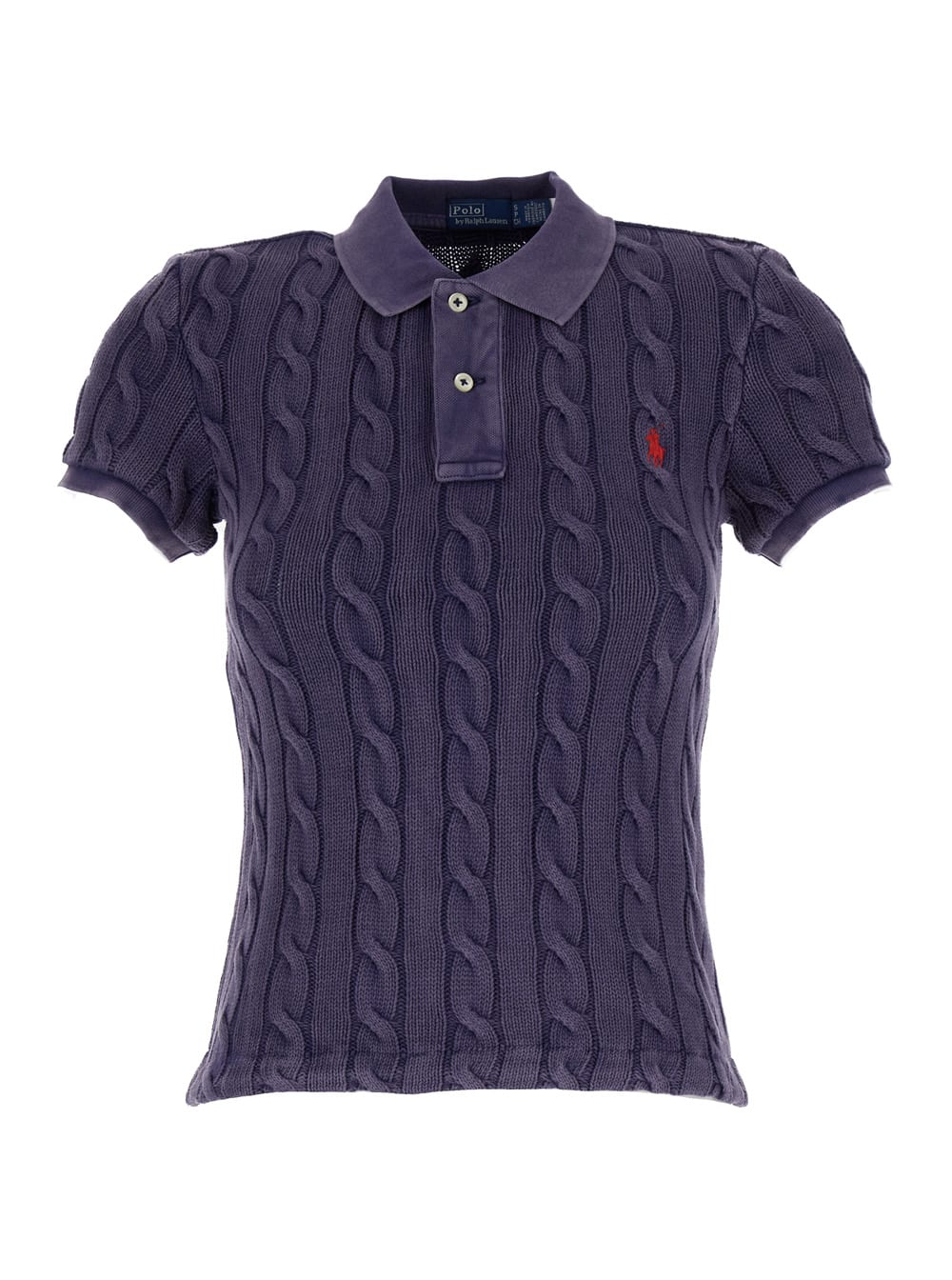 POLO RALPH LAUREN PURPLE POLO PONY SHORT SLEEVE SHIRT IN COTTON WOMAN