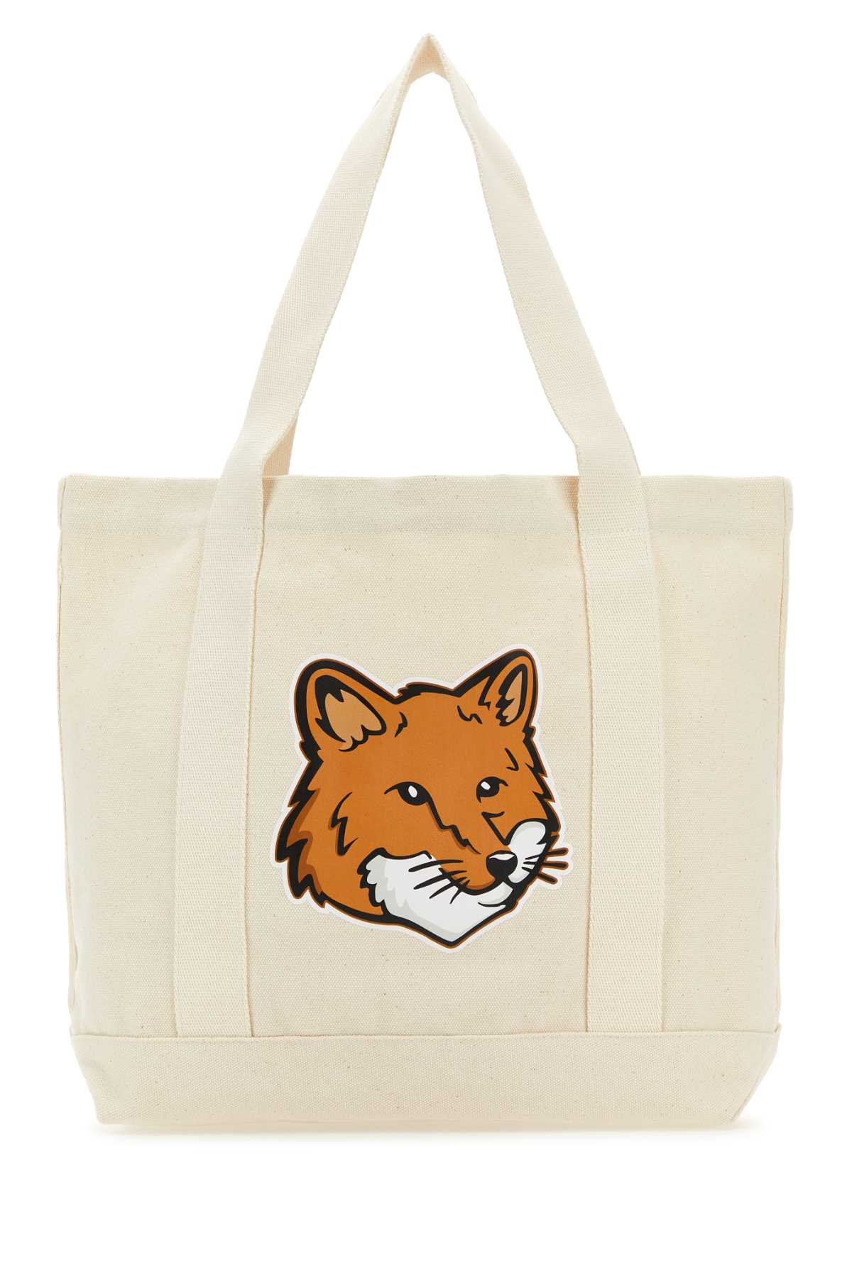 Maison Kitsuné Ivory Canvas Fox Head Shopping Bag