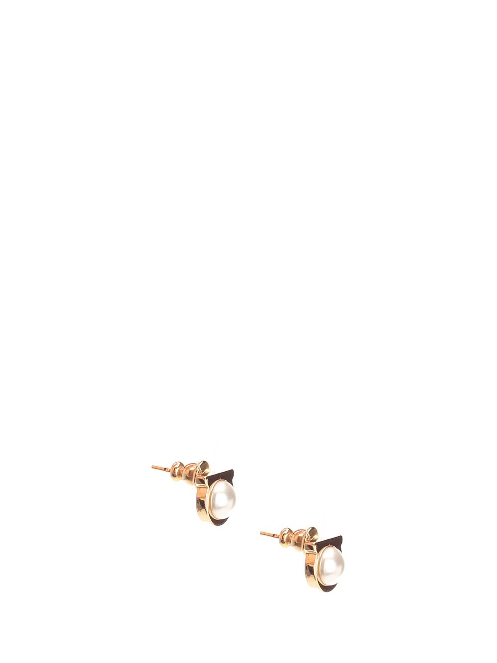 Ferragamo Circular Pearl Earrings With Brass Frame