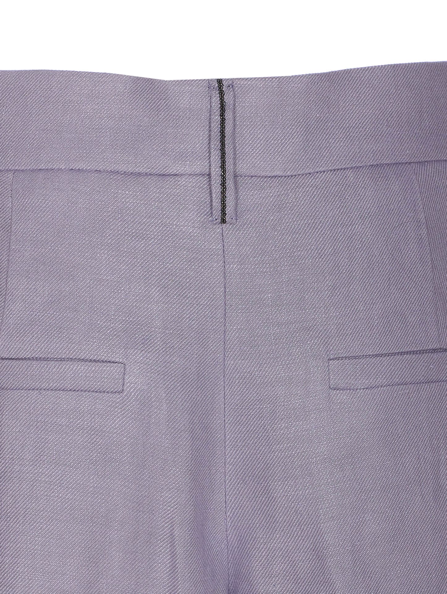 Brunello Cucinelli Violet Pants With Monil Detail On The Loop And Wide Leg In Cotton And Linen Blend Woman In Blue