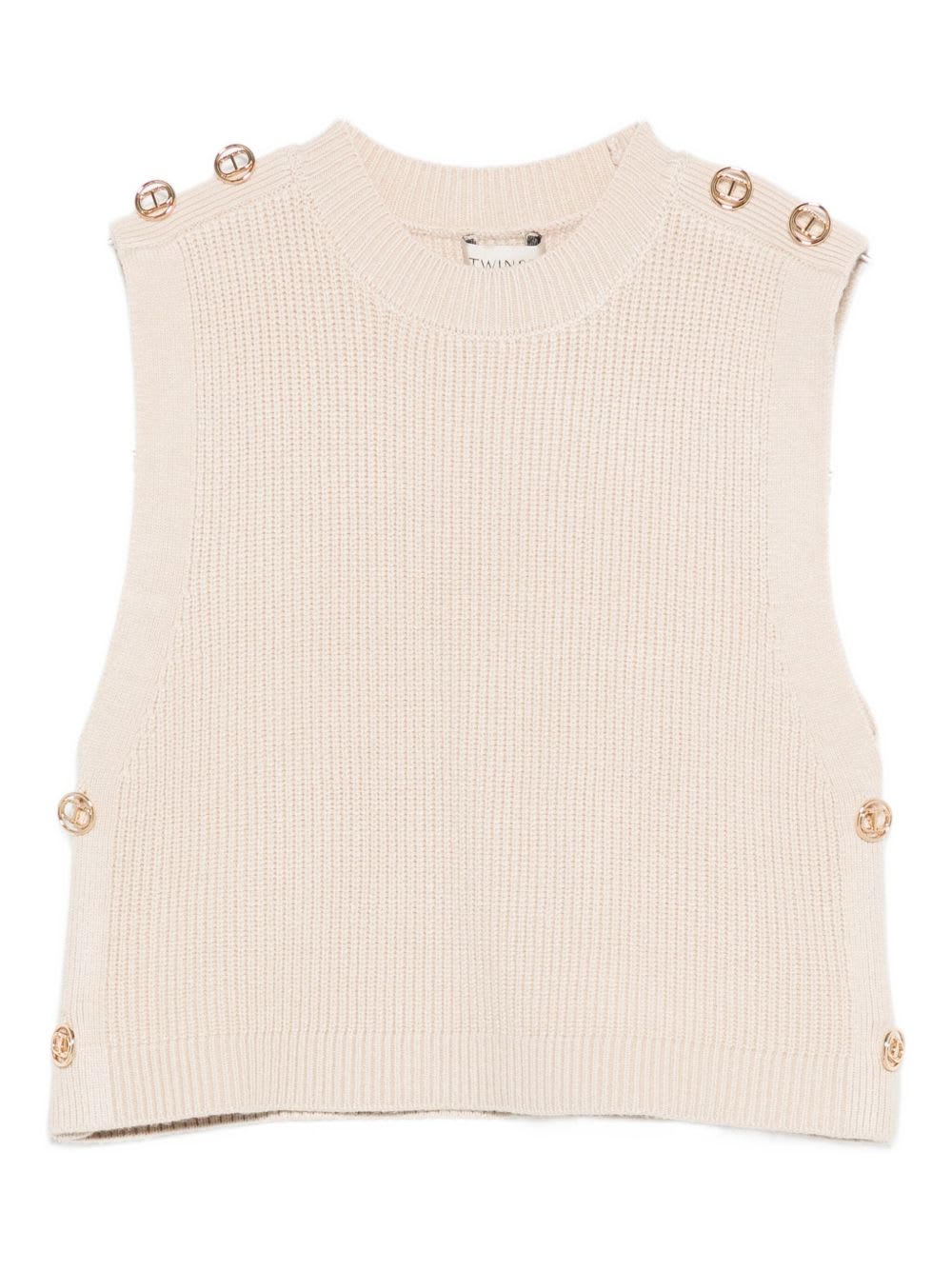 Twinset Kids Sleeveless Top With Decoration In Sand