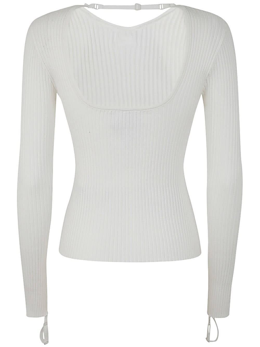 Shop Courrèges Elastic Wrists Rib Knit Sweater In Heritage White
