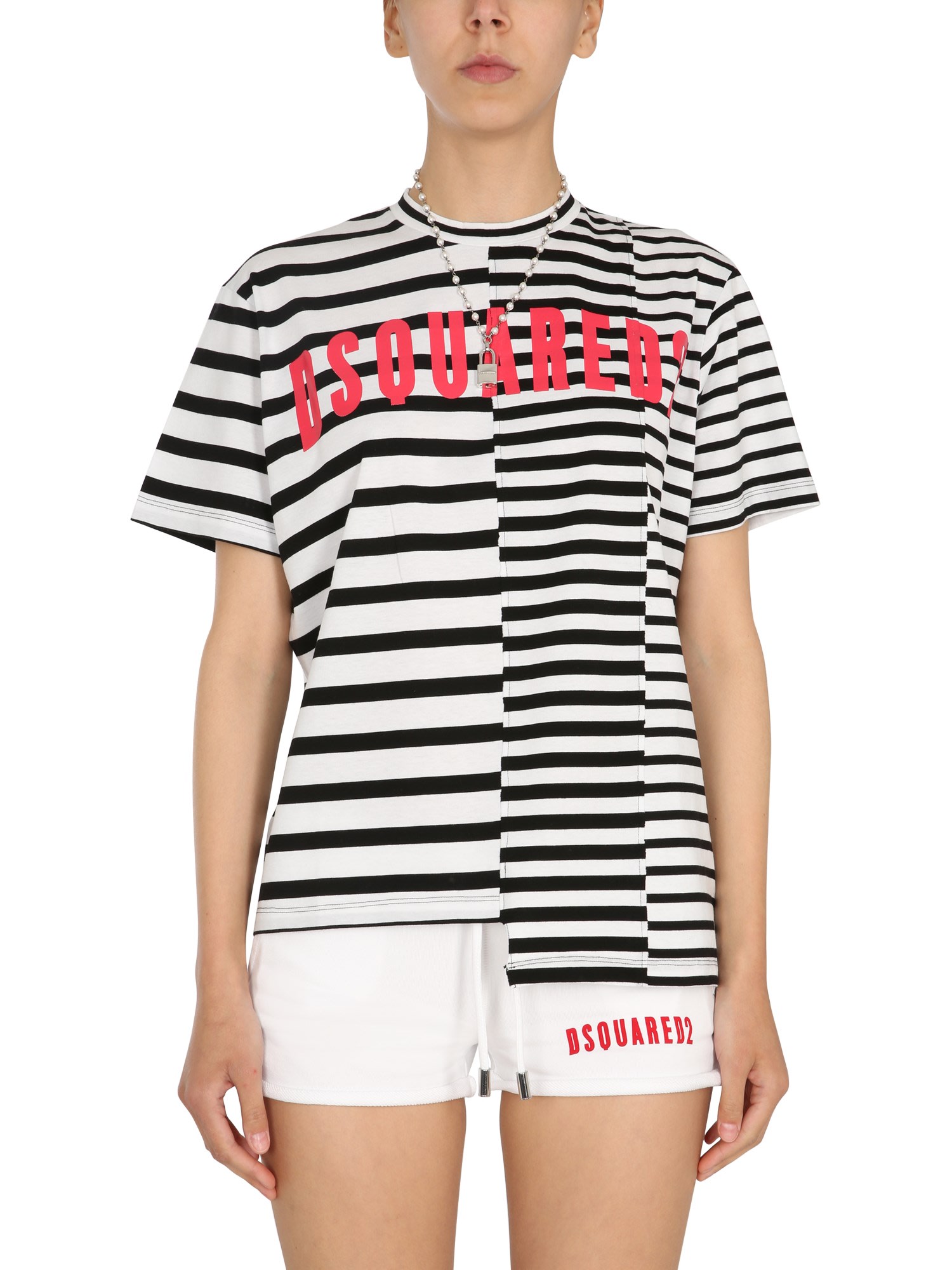 Dsquared2 Asymmetric T-shirt With Stripe Pattern