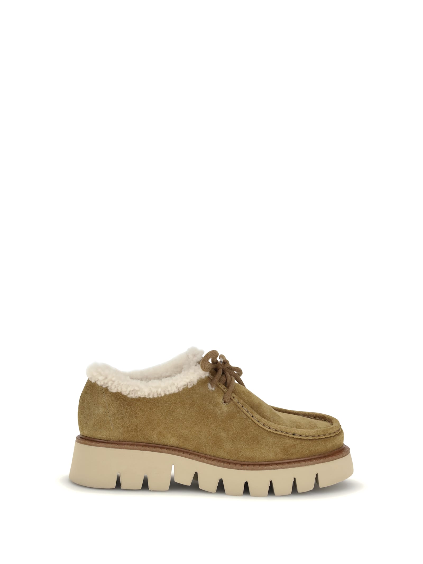 Pedro Garcia Lace-up Shearling Sneakers In Brown