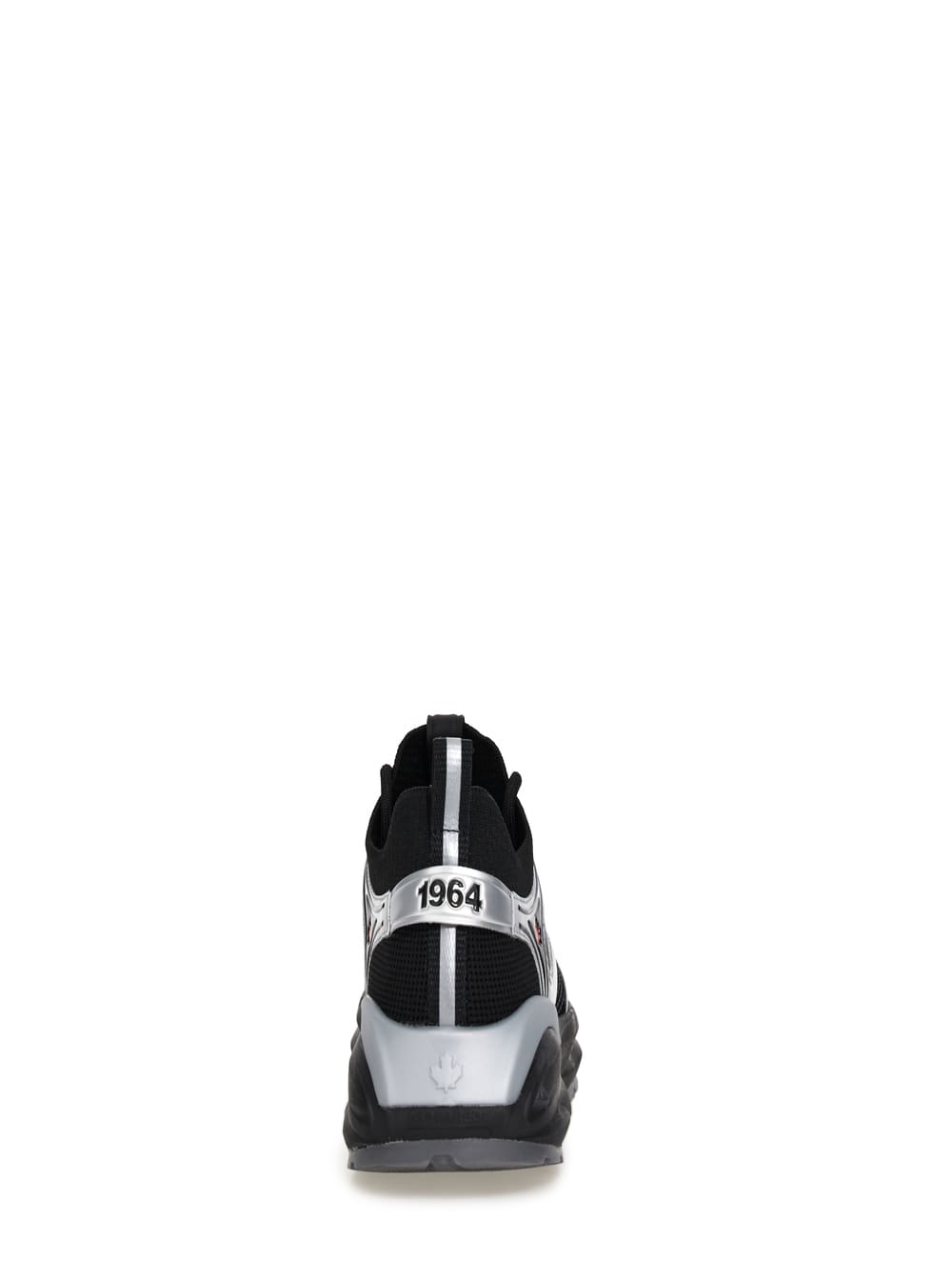 Shop Dsquared2 Dash Black And Silver Low Top Sneakers With 1964 Logo In Techno Fabric Man