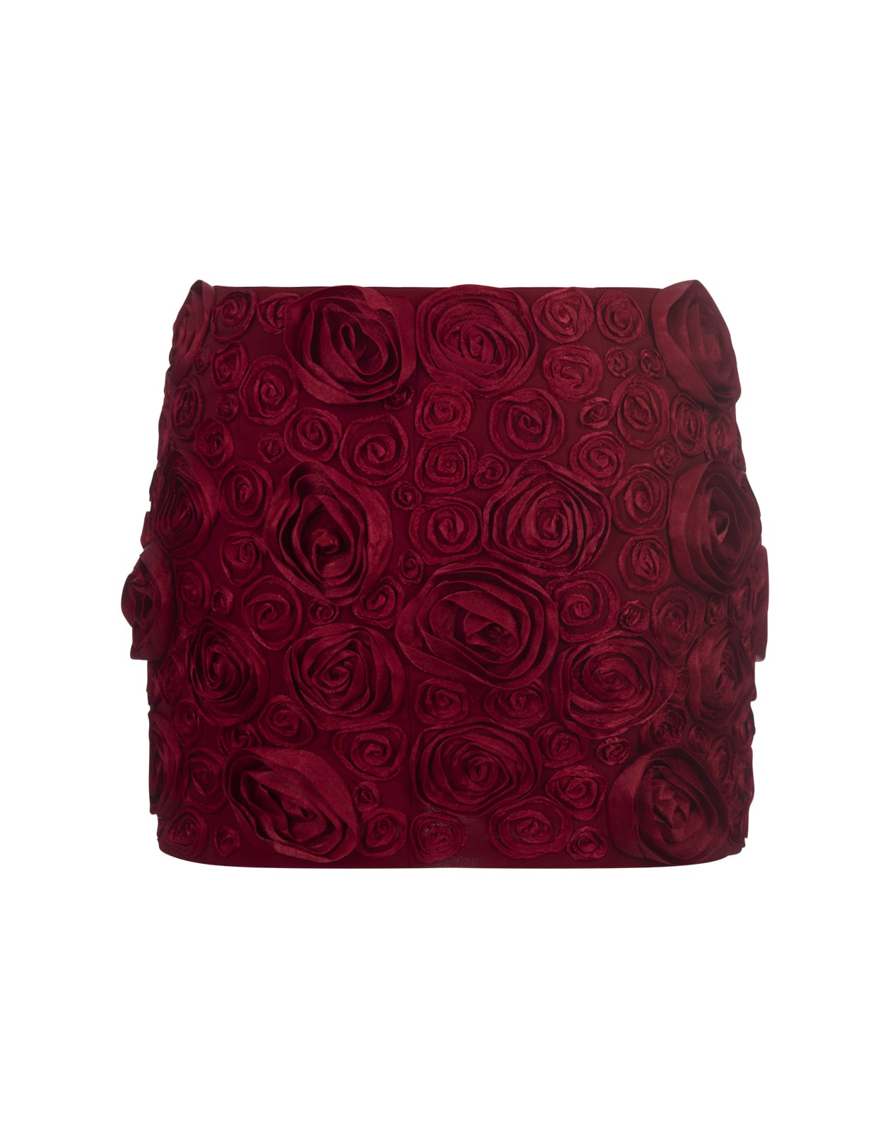 Shop Blumarine Red Mini Skirt With 3d Rose Embroidery