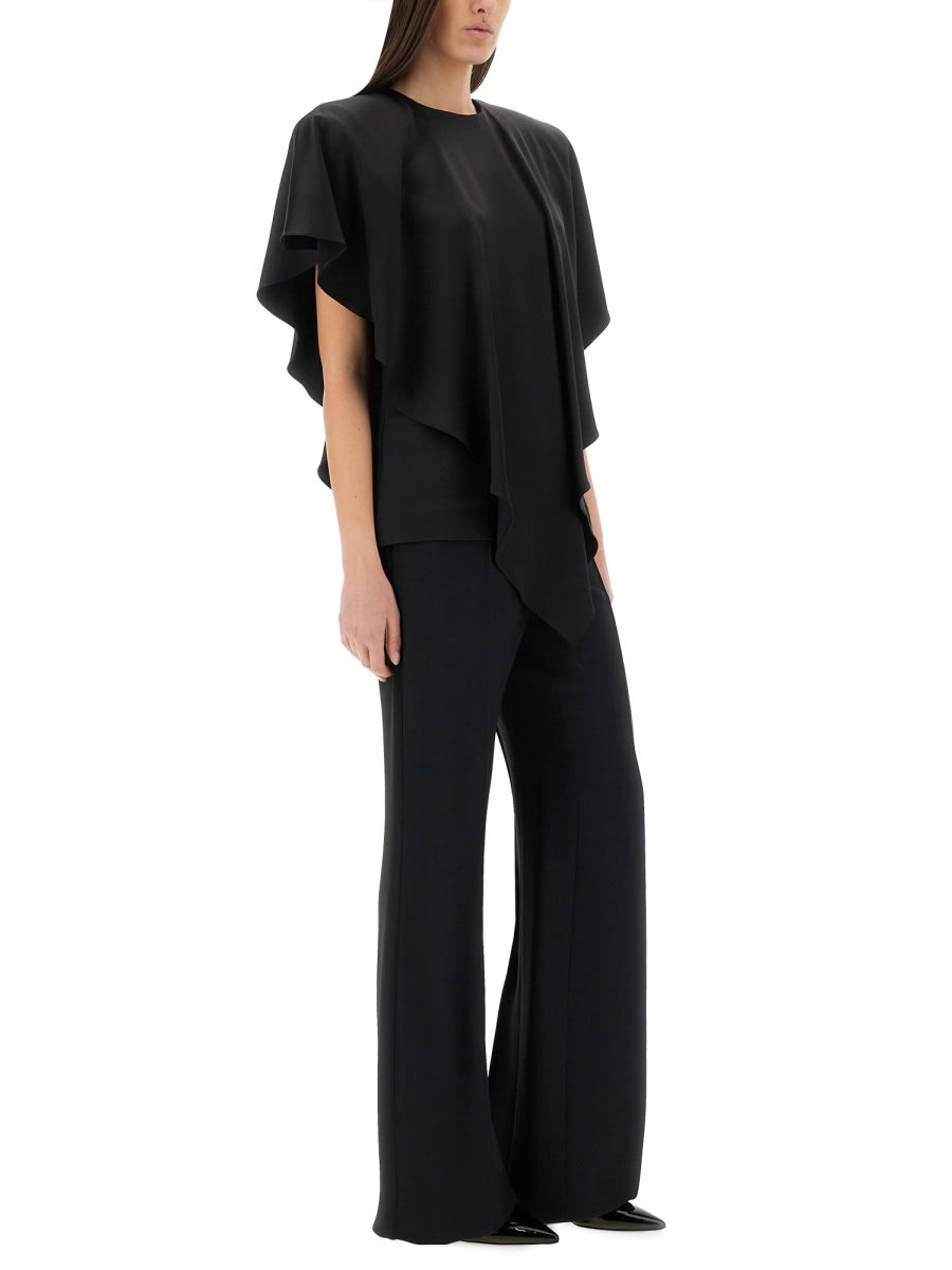 Stella Mccartney Asymmetric Layered Lightweight Satin Blouse In Black