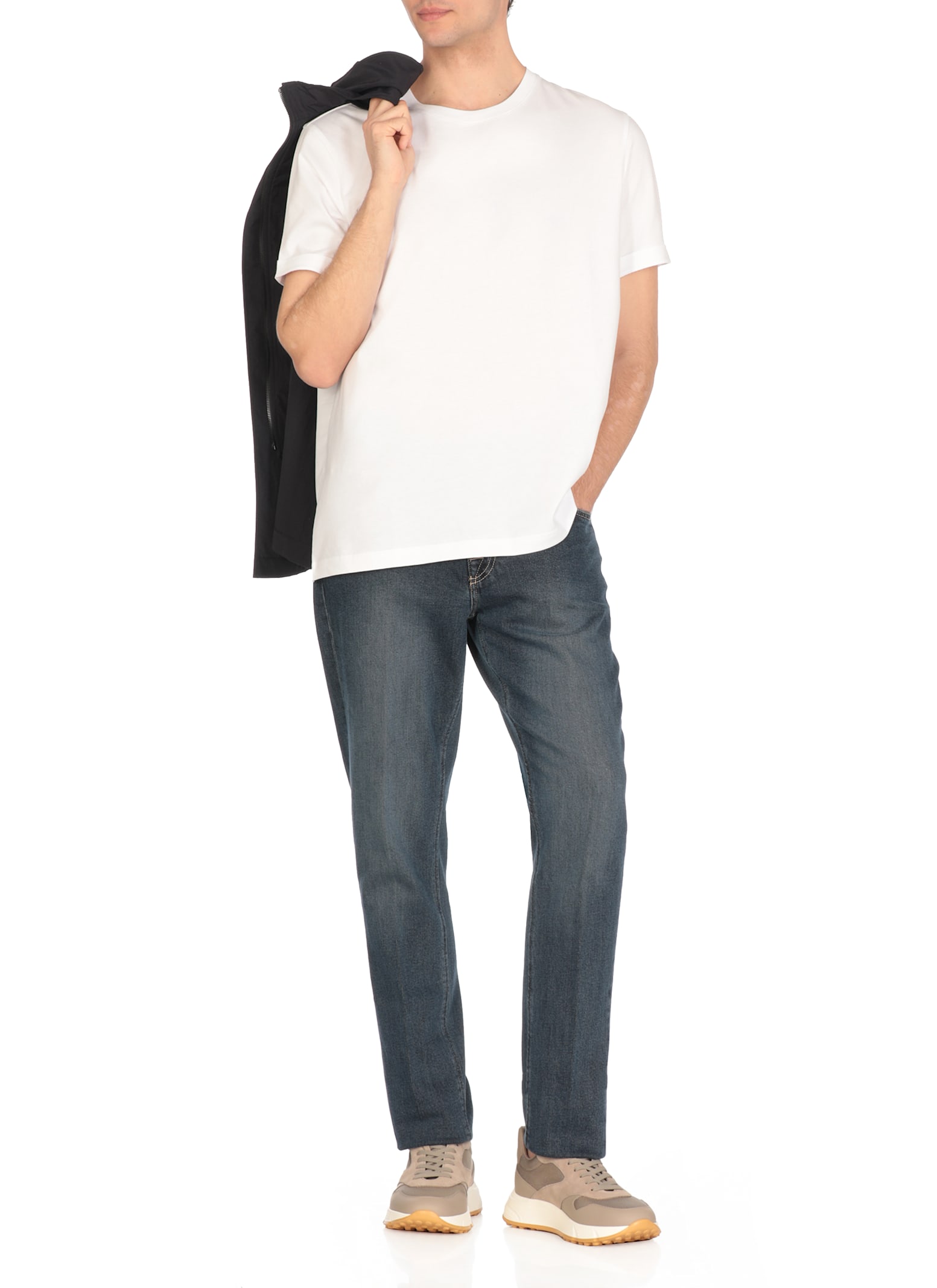 Fay Logo-patch Cotton T-shirt In White