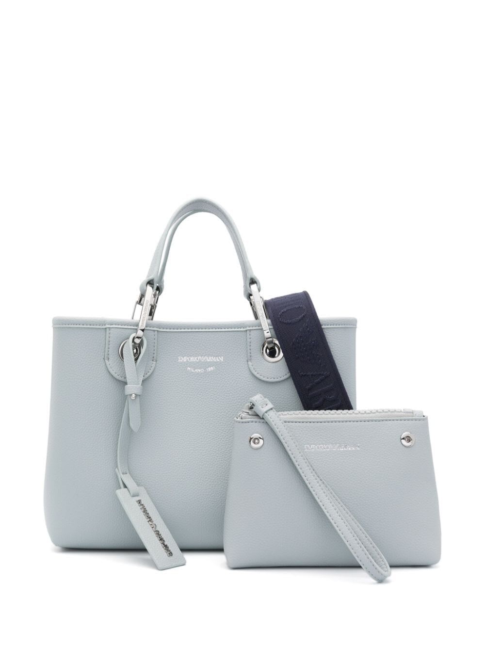 Shop Emporio Armani Shopping Bag In Poudre Storm