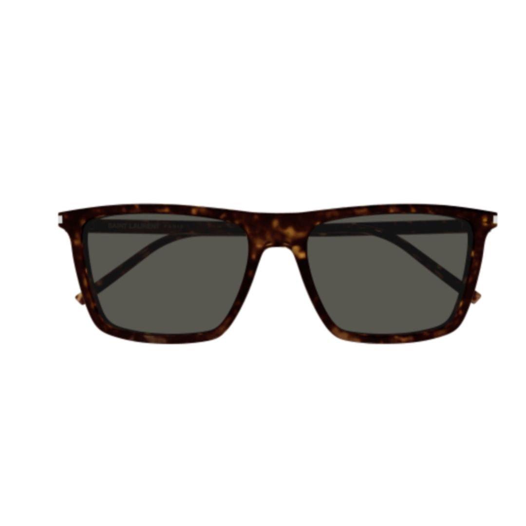 Shop Saint Laurent Sl 668 Square Frame Sunglasses In Havana-havana-grey