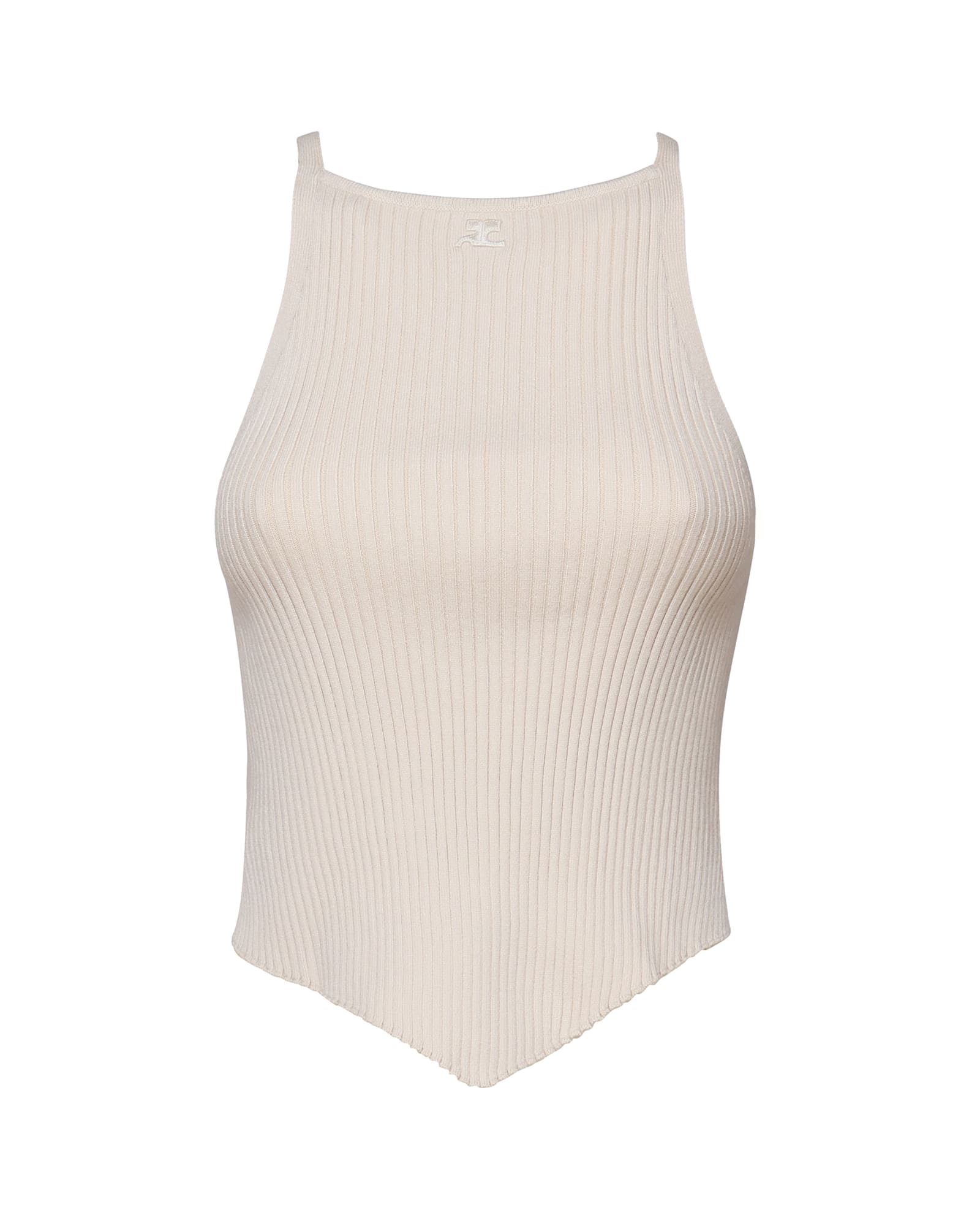 Shop Courrèges Ribbed Sleeveless Top In Beige